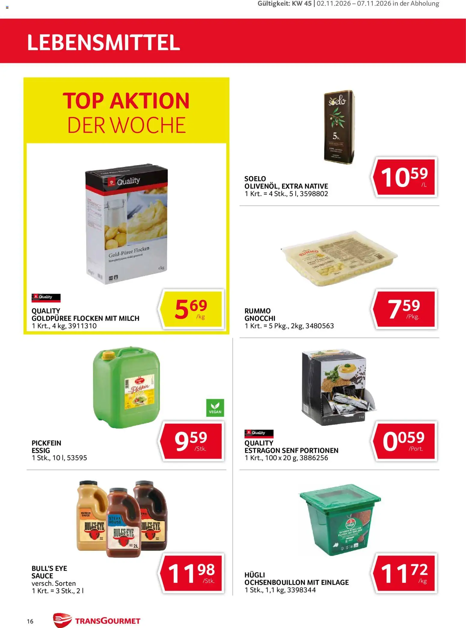 Transgourmet Abhol Aktion gültig ab 02.11.2026 | Seite: 16 | Produkte: Flocken, Lebensmittel, Milch