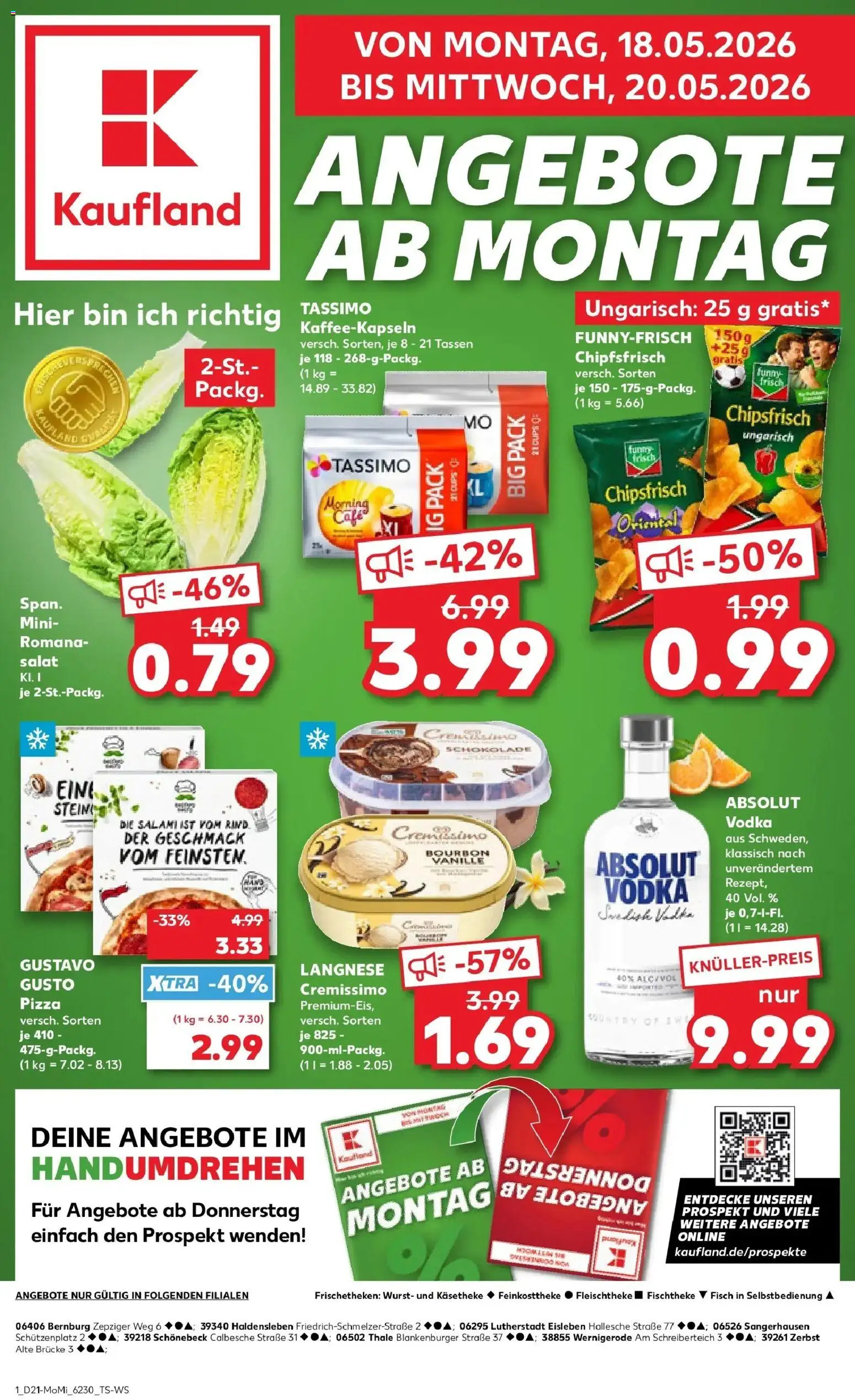 Kaufland Prospekt Lutherstadt Eisleben – gültig ab 18.05.2026 | Seite: 1 | Produkte: Cremissimo, Fisch, Salami, Vodka