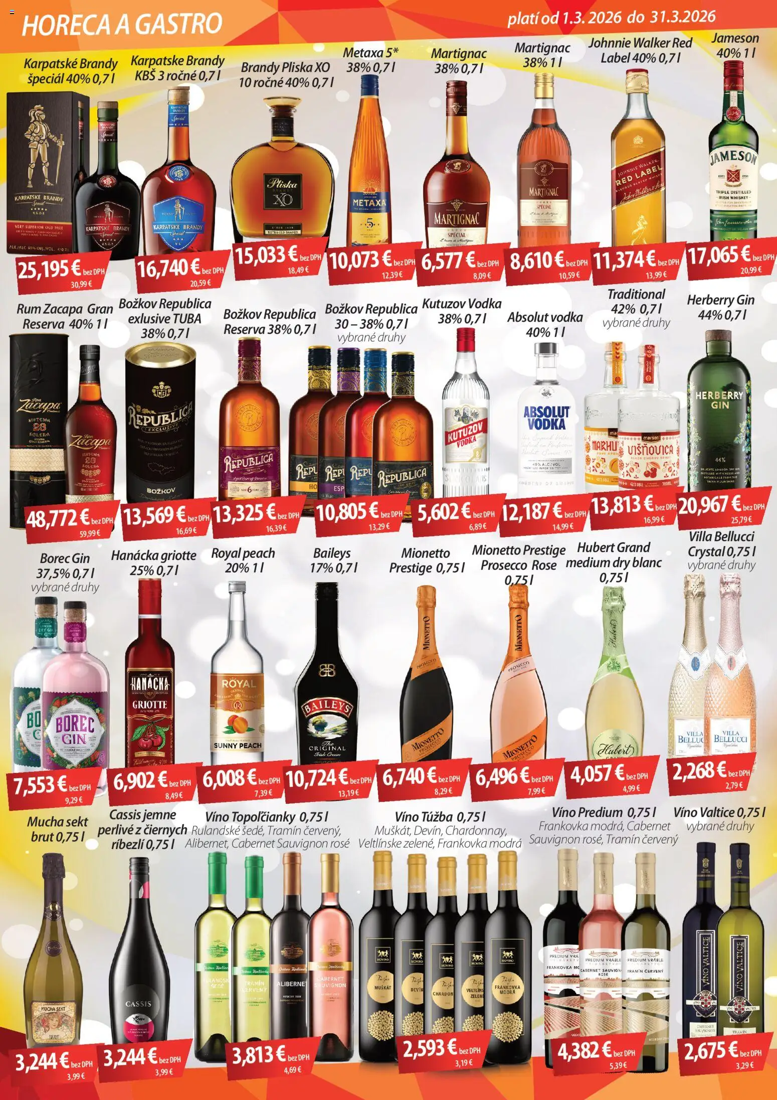 Nové CBA Verex akcie – leták je platný od 01.03.2026 | Strana: 2 | Produkty: Jameson, Sekt, Metaxa 5*, Baileys