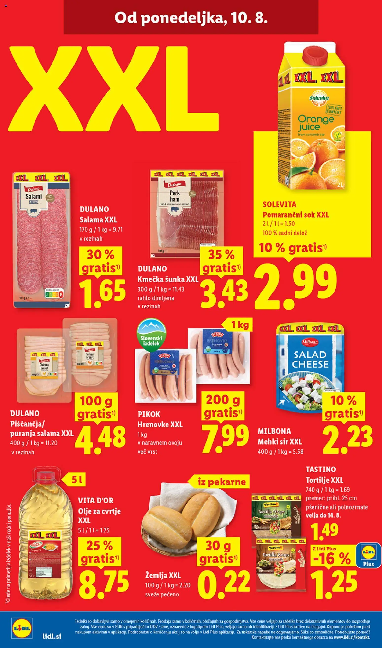 Novi Lidl katalog ponudbe – veljaven od 06.08.2026 | Stran: 50 | Izdelki: Hrenovke, Žemlja, Tortilje, Olje