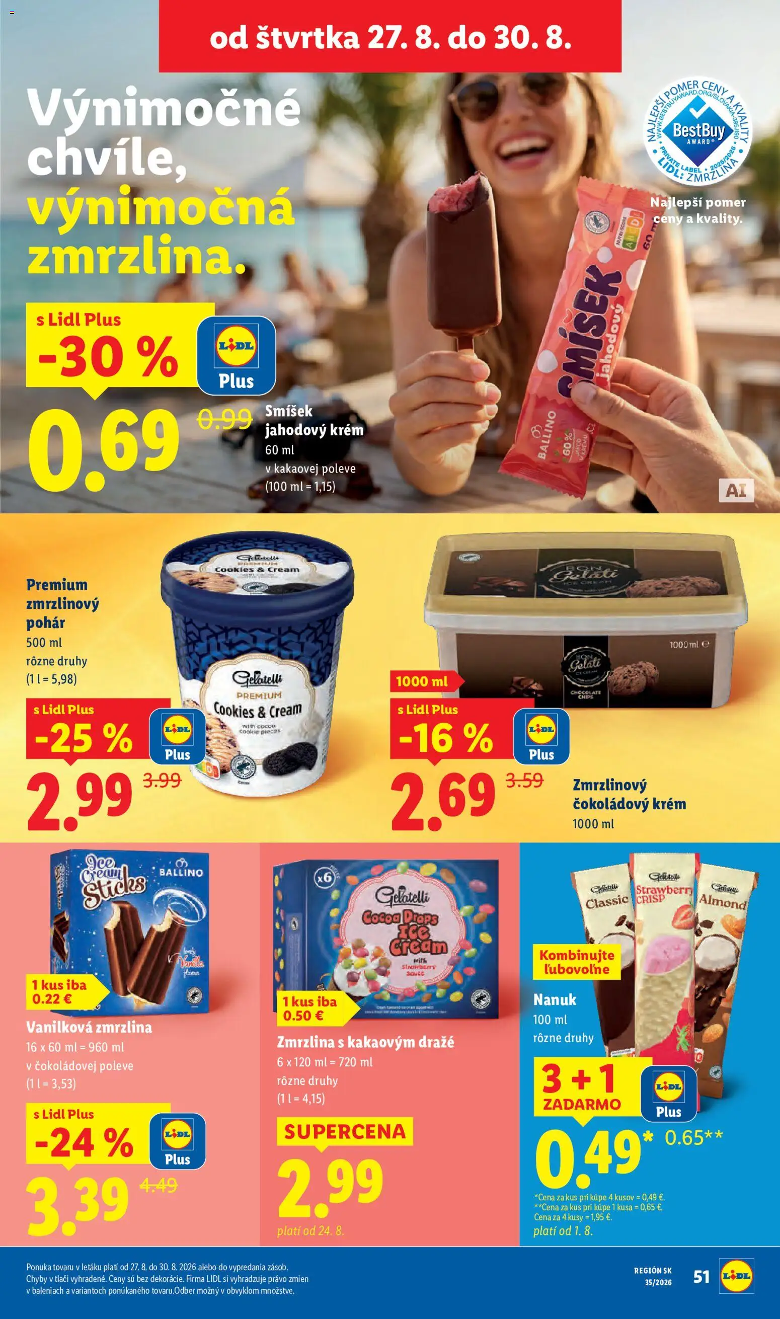 Nové Lidl akcie – leták je platný od 24.08.2026 | Strana: 64 | Produkty: Nanuk, Zmrzlina, Krém
