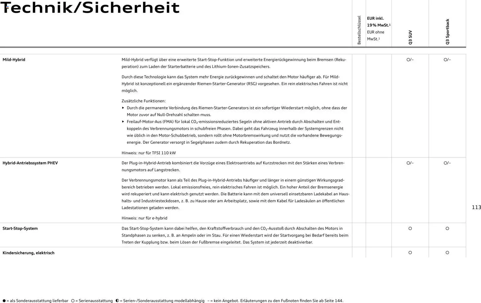 Audi Q3 – gültig ab 02.10.2026 | Seite: 113 | Produkte: Kabel, Batterie, Ladekabel