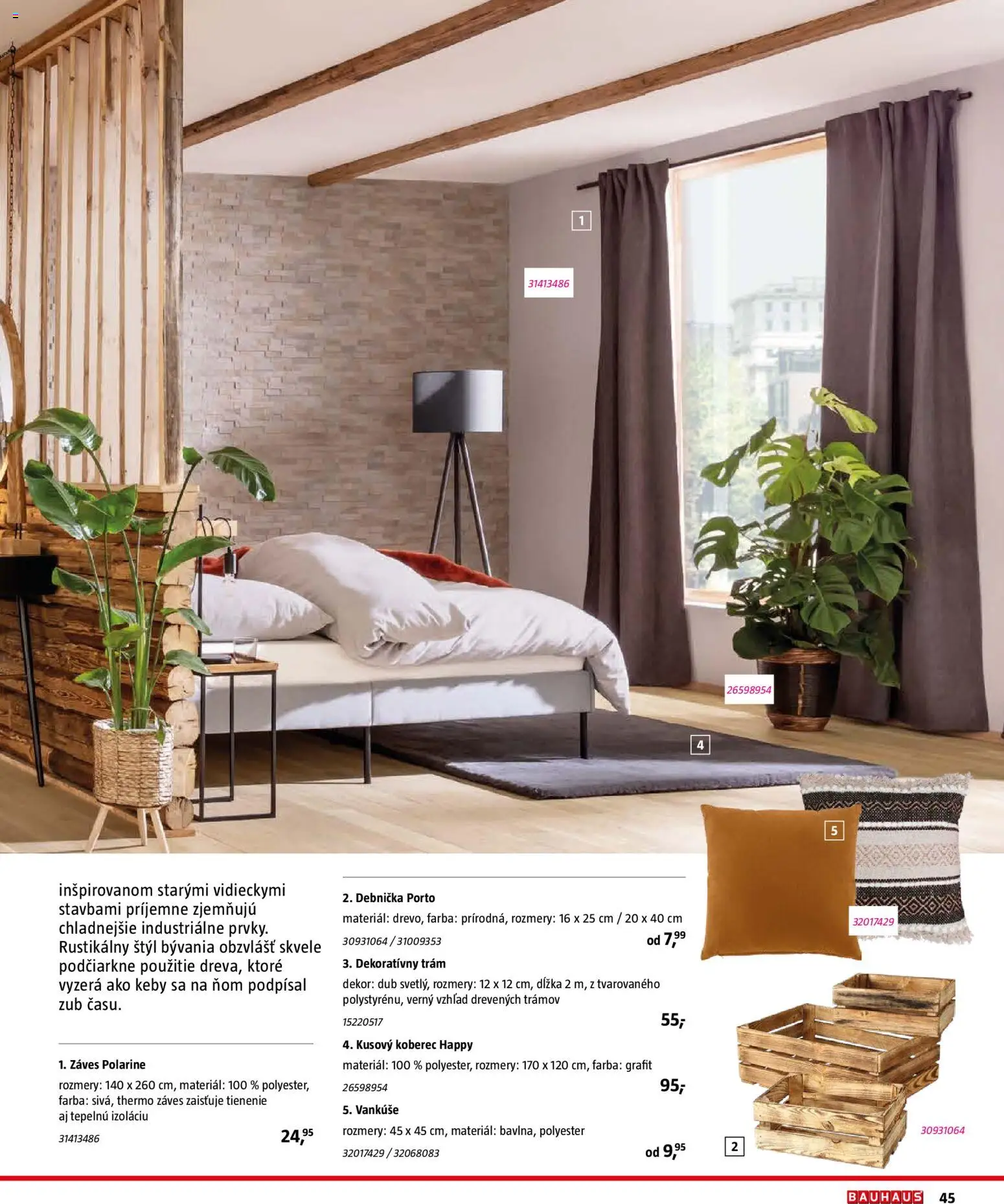 Nové Bauhaus akcie – leták je platný od 03.08.2026 | Strana: 45 | Produkty: Vankúše, Koberec