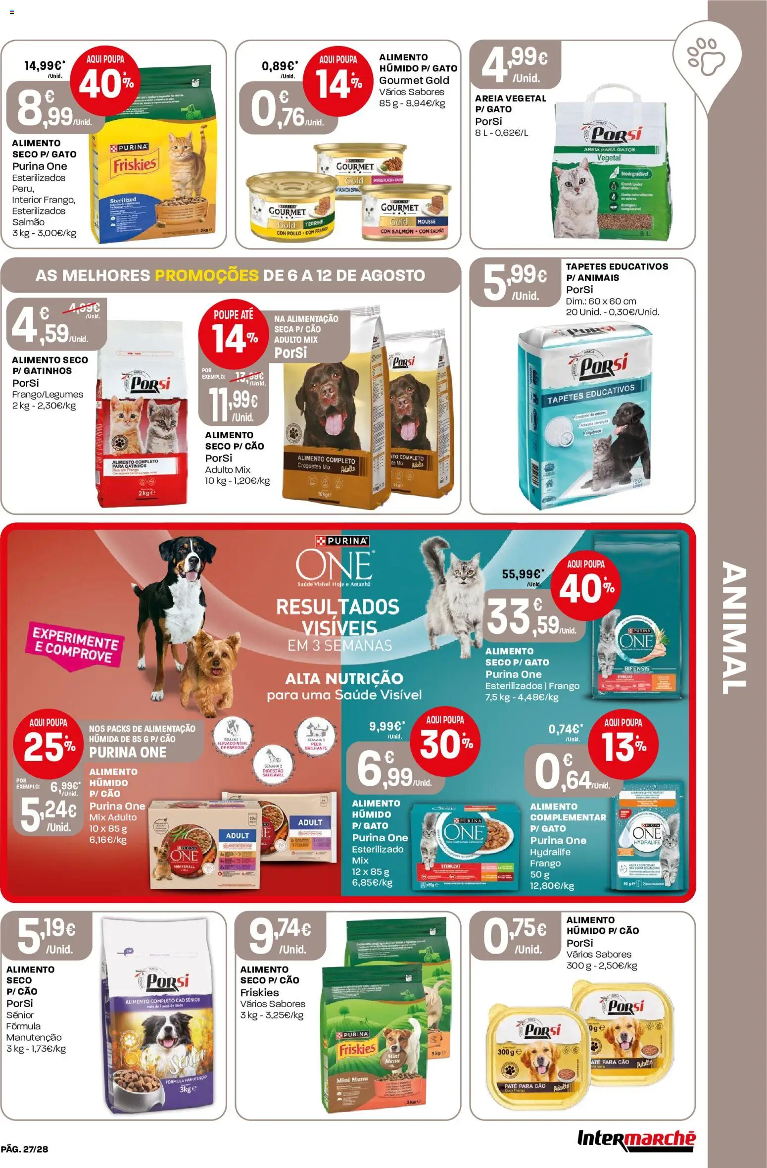 Intermarché Folheto Contact │ válido de 06/08/2026 | Página: 27 | Produtos: Purina one, Areia, Frango, Salmão