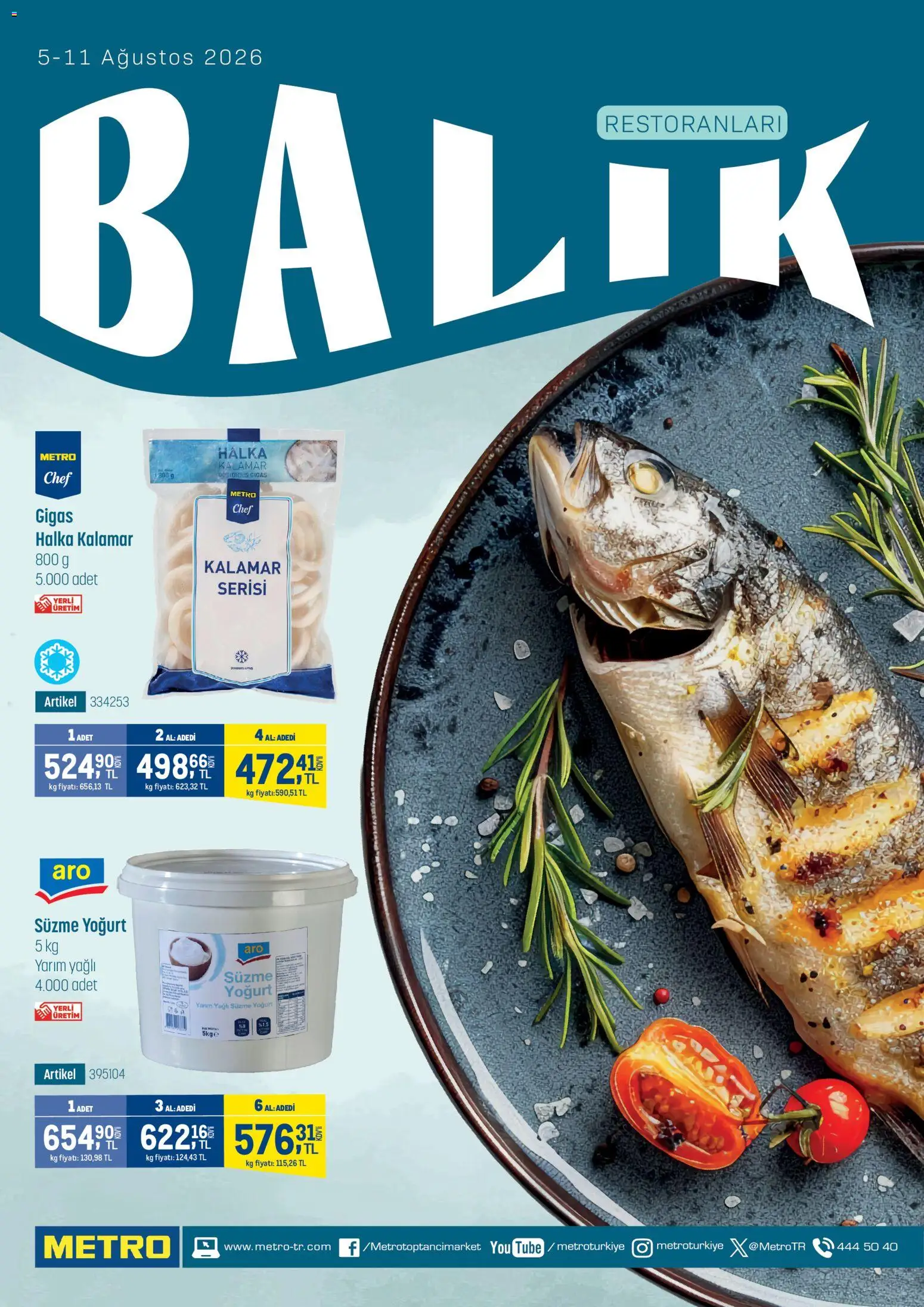 Metro - Balık Restoranları - 05 Ağustos 2026 tarihinden itibaren geçerlidir | Sayfa: 1 | Ürünler: Yoğurt