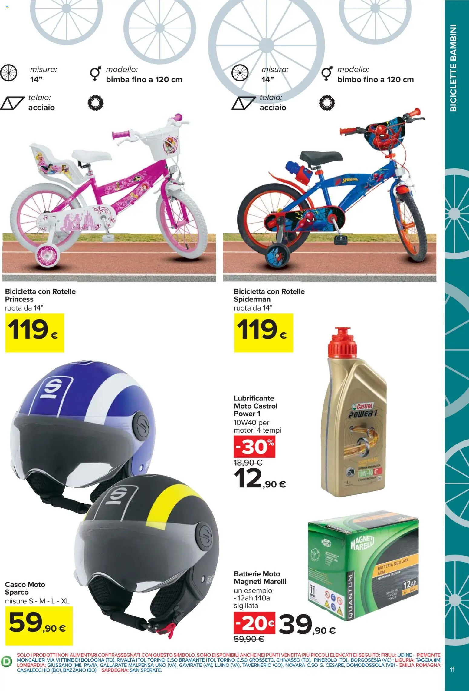 Volantino Carrefour del 20.04.2026 | Pagina: 11 | Prodotti: Bicicletta, Lubrificante, Batteria, Batterie