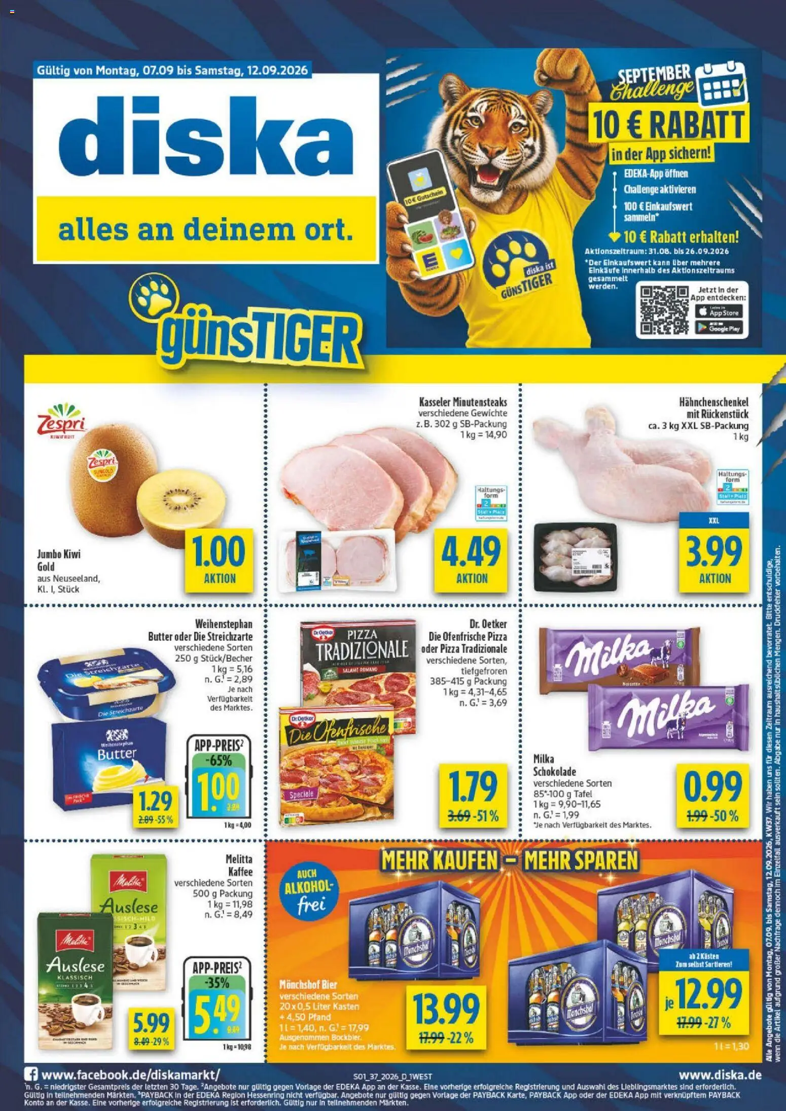 Diska - Diska Angebote Bayern KW37 – gültig ab 02.09.2026 | Seite: 1 | Produkte: Monchshof, Hahnchenschenkel, Bier, Ofenfrische