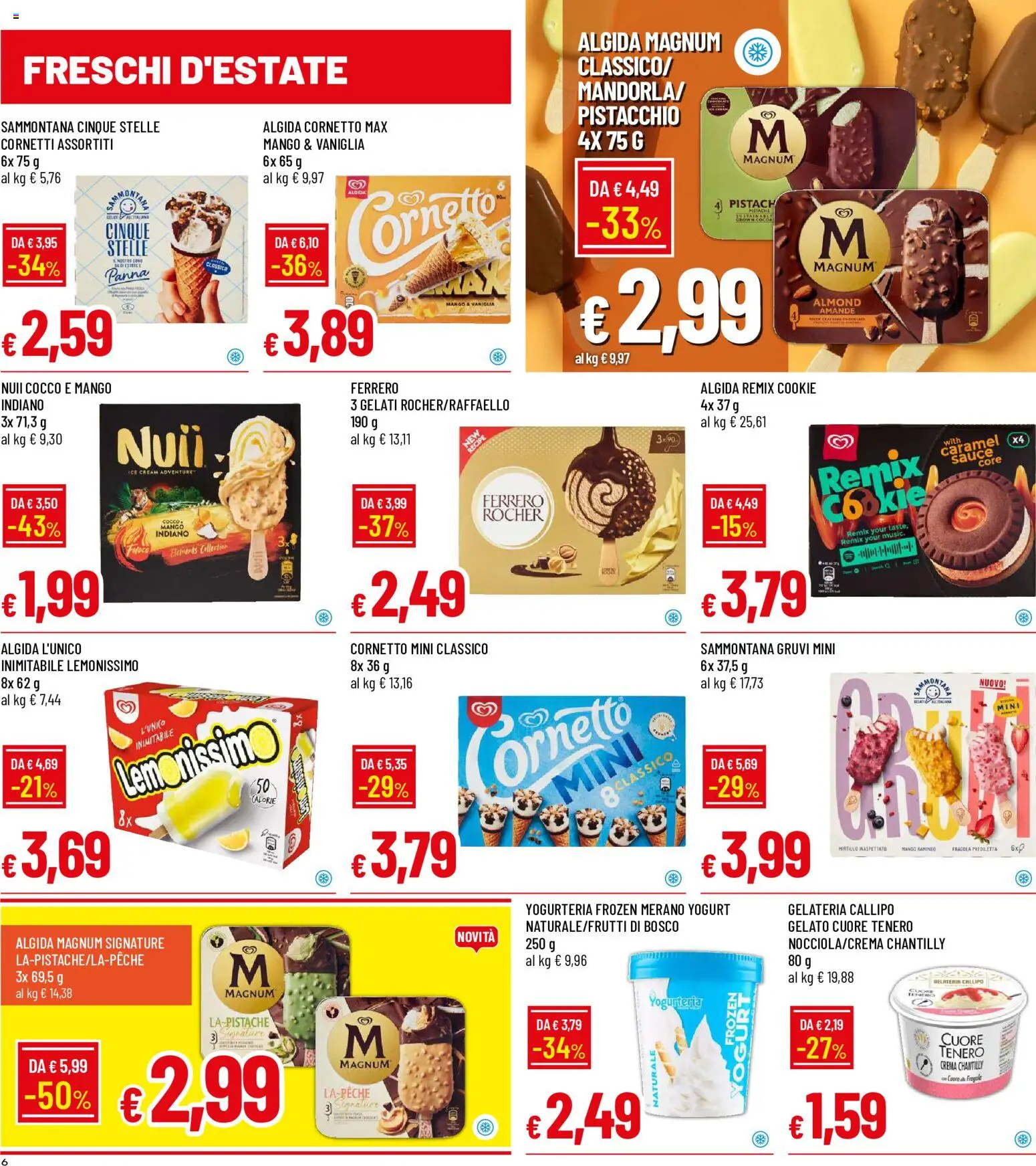 Volantino Galassia del 06/08/2026 | Pagina: 6 | Prodotti: Yogurt, Cornetto, Magnum, Gelato