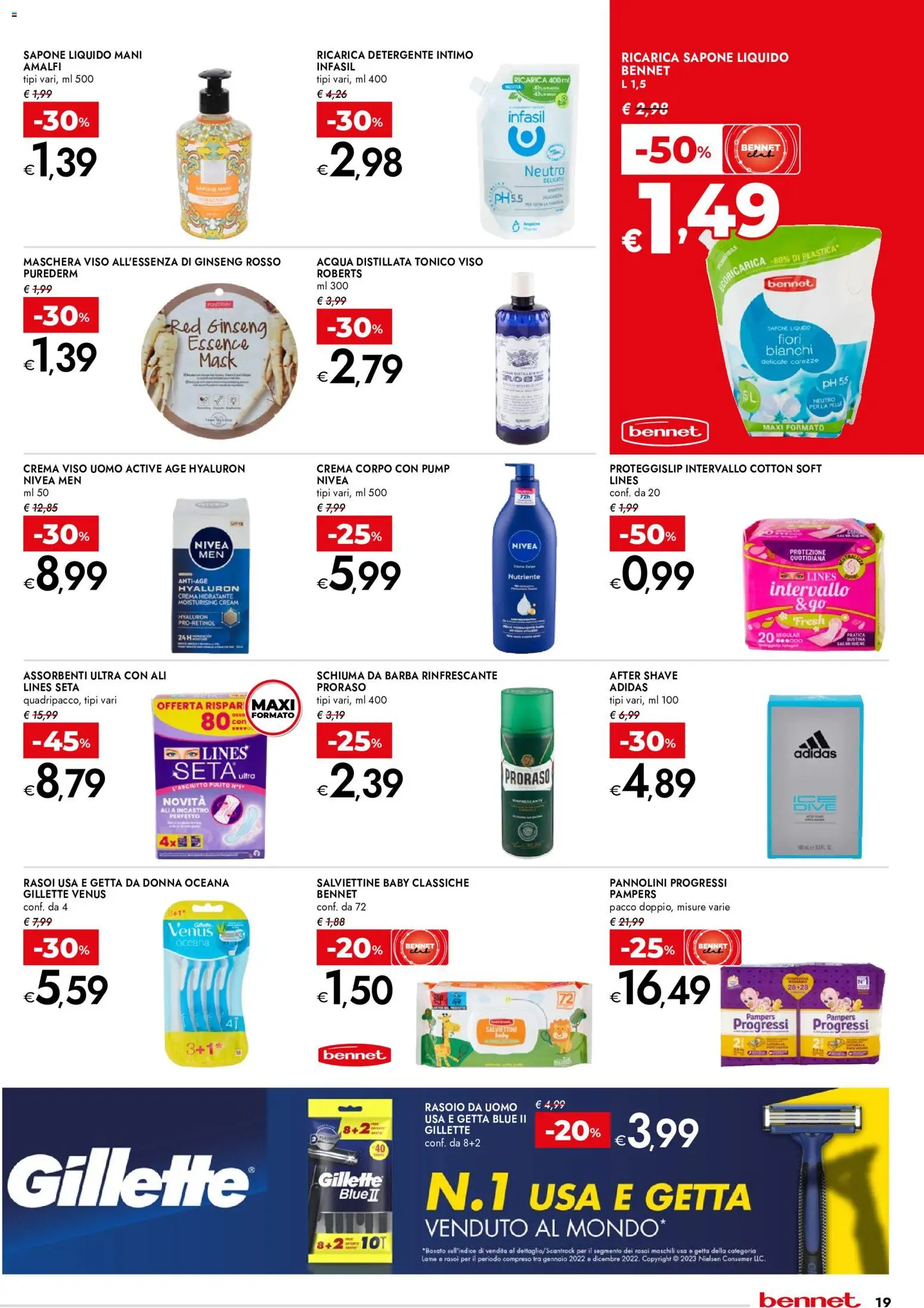 Volantino bennet del 13/08/2026 | Pagina: 19 | Prodotti: Crema, Schiuma da barba, Tonico viso, Fiori