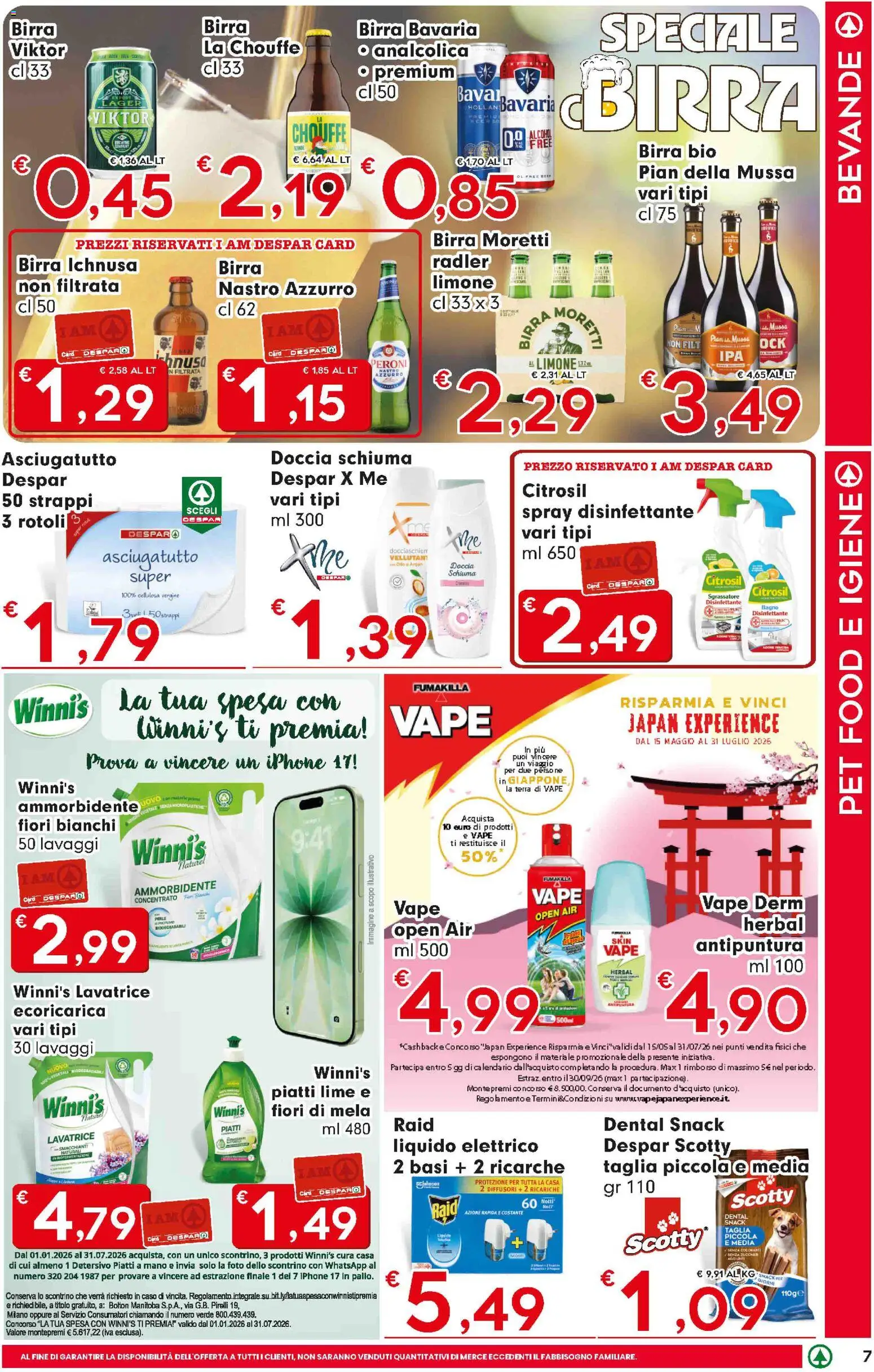 Volantino Eurospar del 16/07/2026 | Pagina: 7 | Prodotti: Spray disinfettante, Lavatrice, Asciugatutto, Bagno