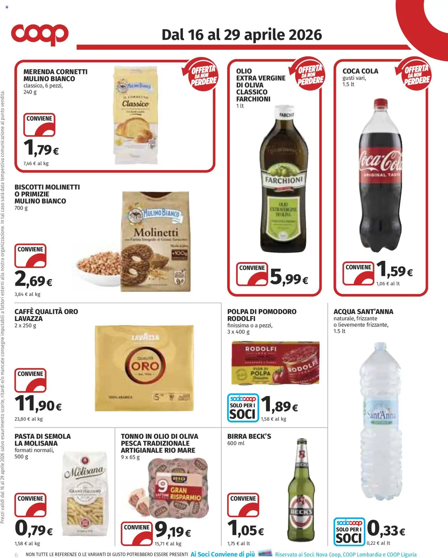 Volantino COOP del 16.04.2026 | Pagina: 6 | Prodotti: Pomodoro, Pesca, Data, Coca Cola