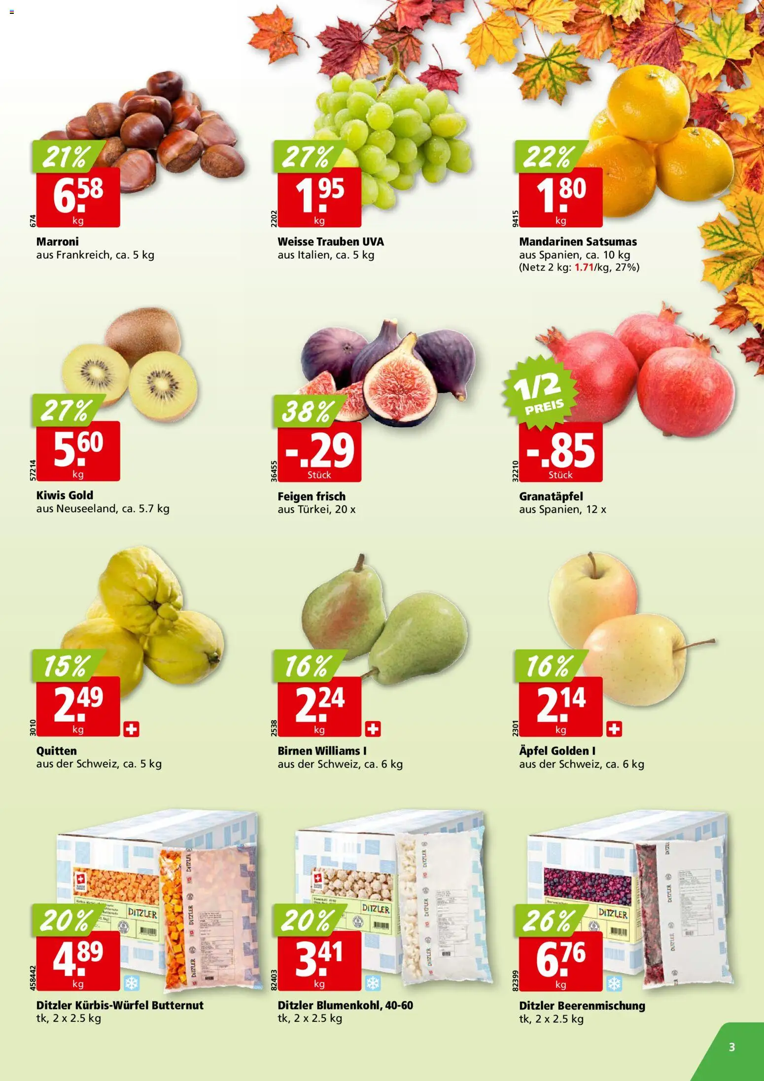 Aligro aktionen Chavannes, Matran, Genf, Sitten – gültig ab 05.10.2026 | Seite: 3 | Produkte: Granatapfel, Äpfel, Mandarinen, Birnen