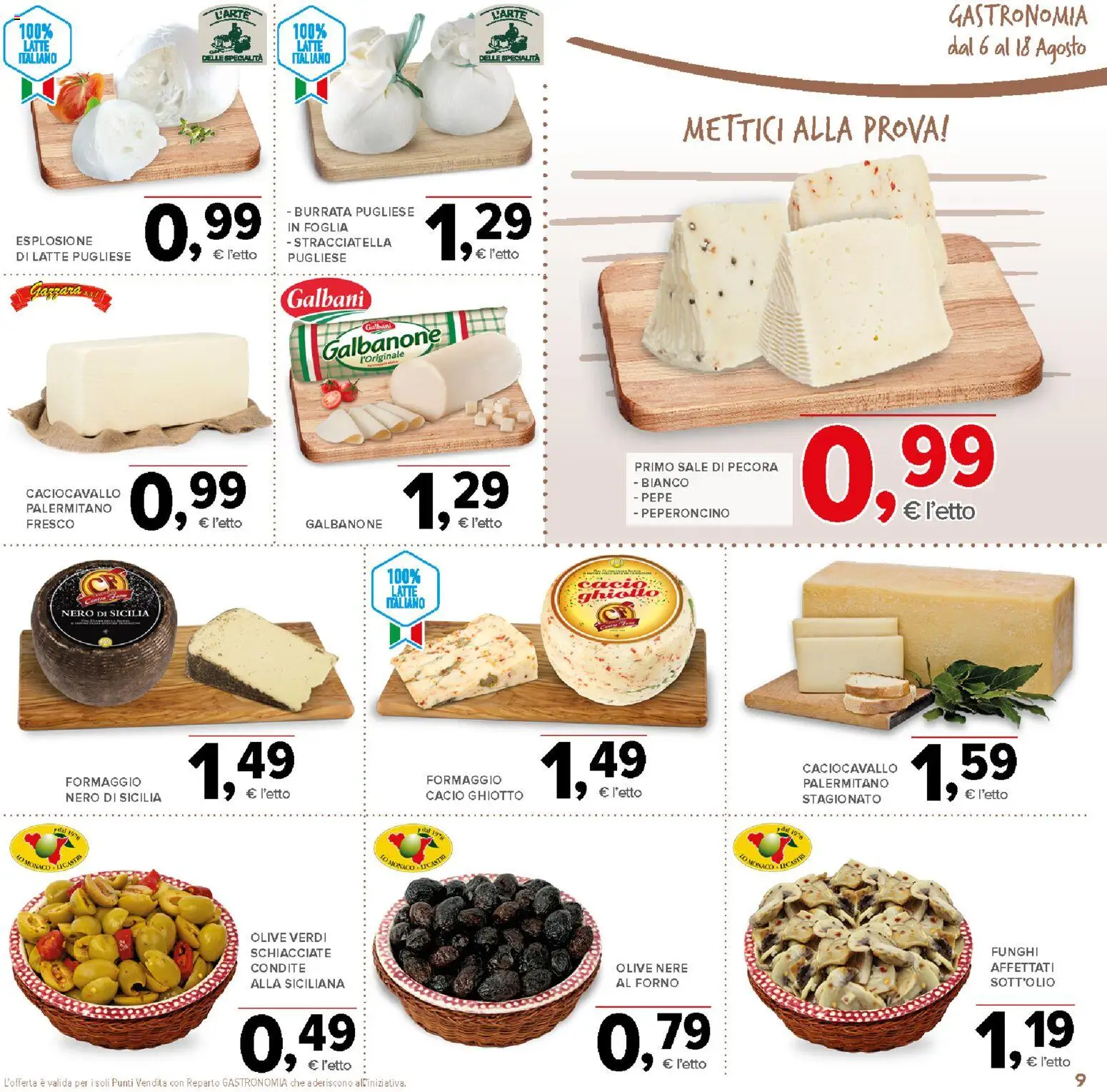 Volantino Todis del 06/08/2026 | Pagina: 9 | Prodotti: Sale, Formaggio, Funghi, Stracciatella