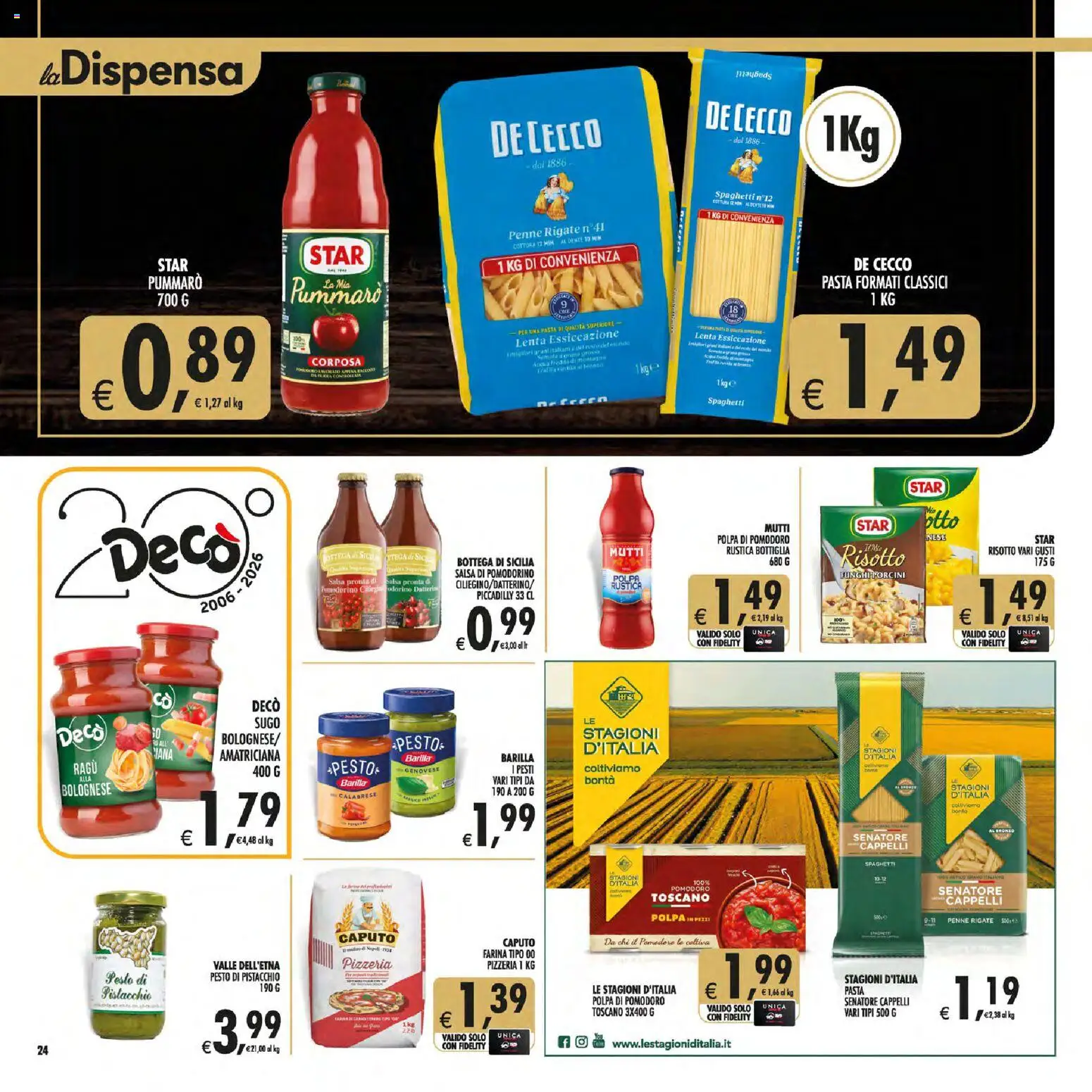 Volantino Decò del 30/06/2026 | Pagina: 24 | Prodotti: Salsa, Mutti, Sugo, Bottiglia