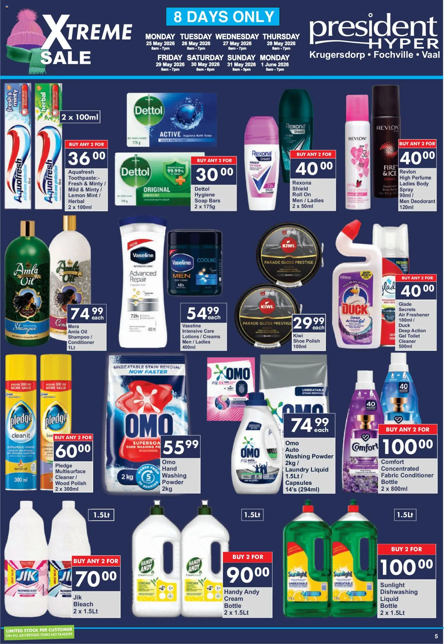 New President Hyper catalogue – valid from 25.05.2026 | Page: 5 | Products: Gloss, Conditioner, Stock, Toothpaste