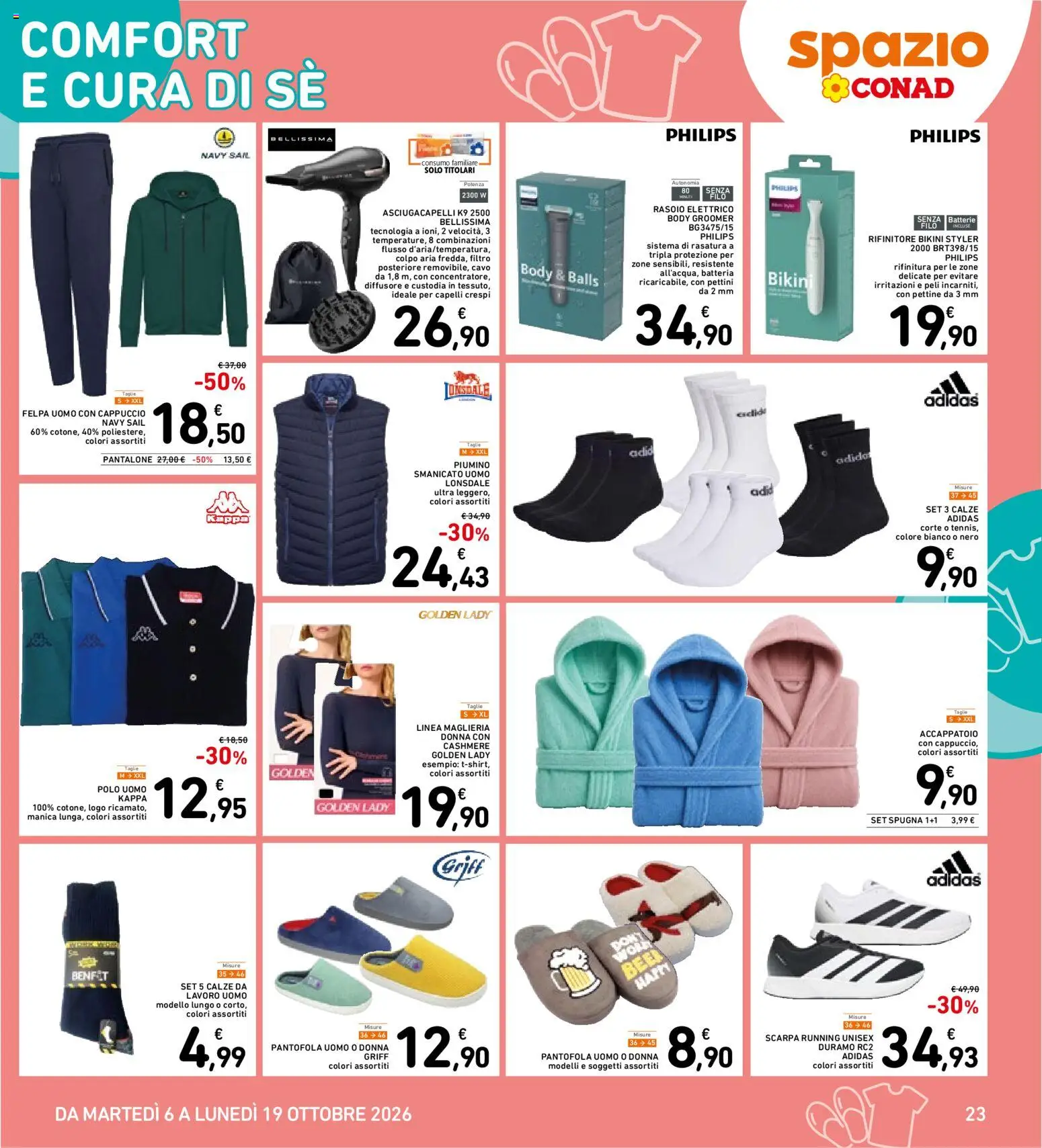 Volantino Spazio Conad del 06/10/2026 | Pagina: 23 | Prodotti: Spugna, Rasoio, Bikini, Cavo