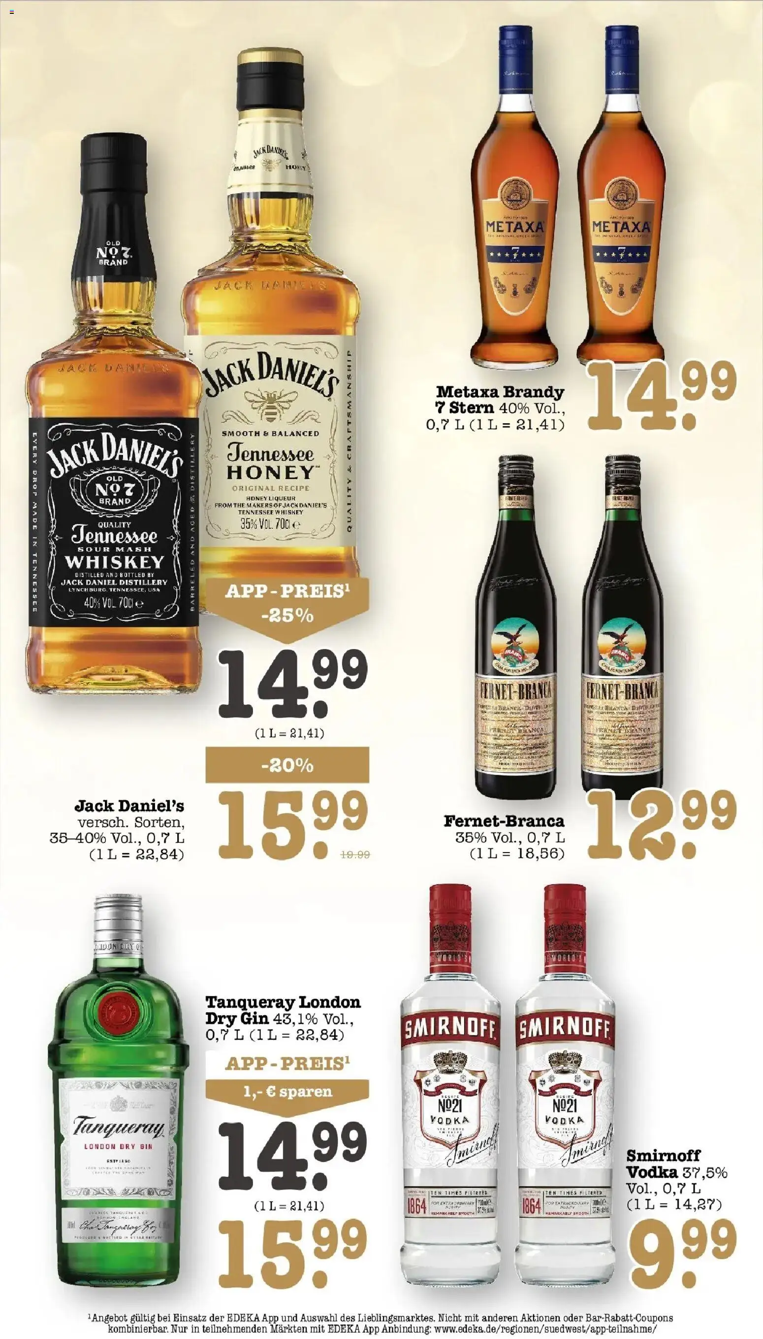 E center Prospekt Mainz-Weisenau (ab 12.10.2026) zum Blättern | Seite: 57 | Produkte: Jack Daniel's, Smirnoff, Vodka, Gin