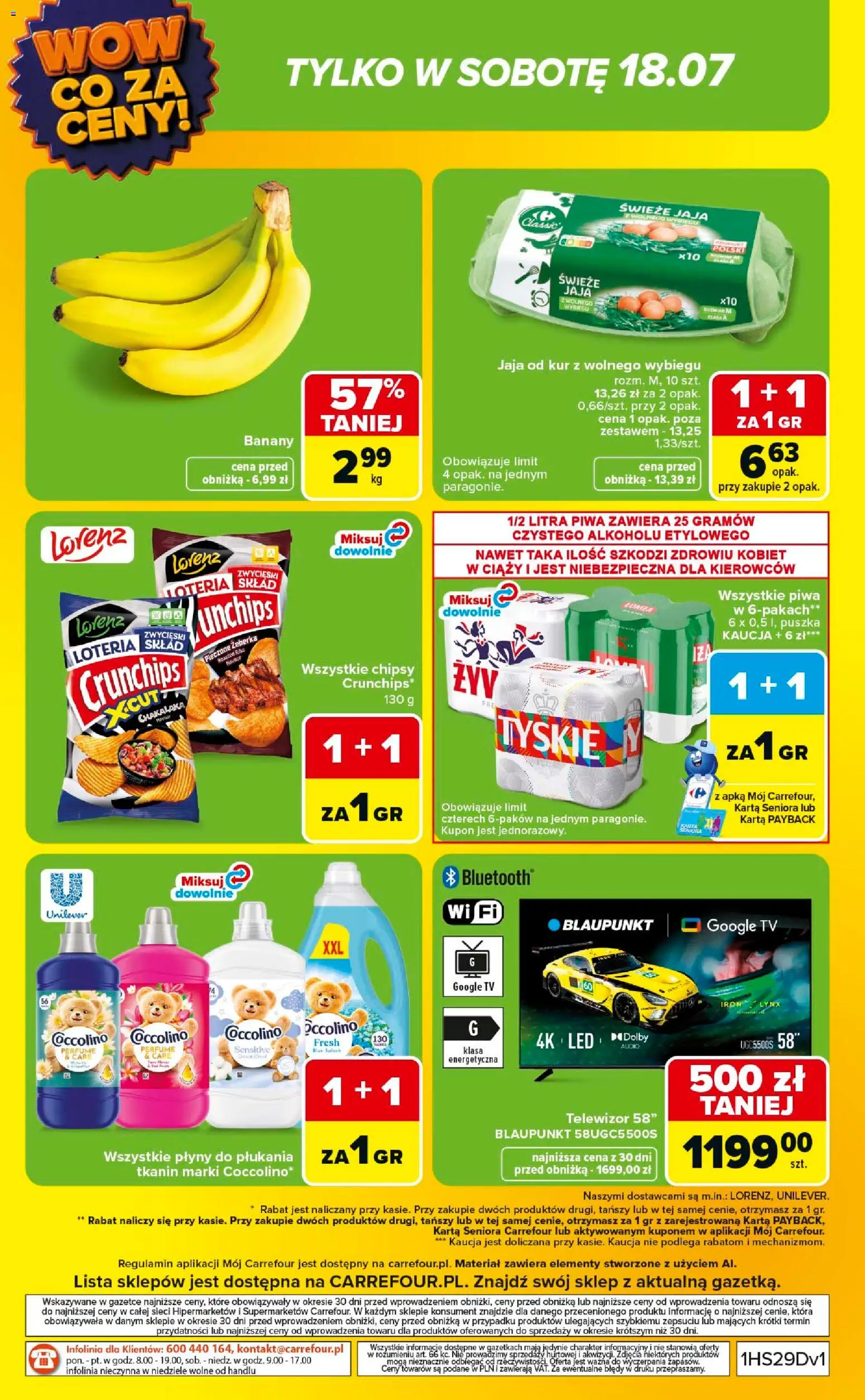Carrefour gazetka - Wow co za ceny od 13.07.2026 | Strona: 12 | Produkty: Chipsy, Telewizor, Tyskie, Jaja