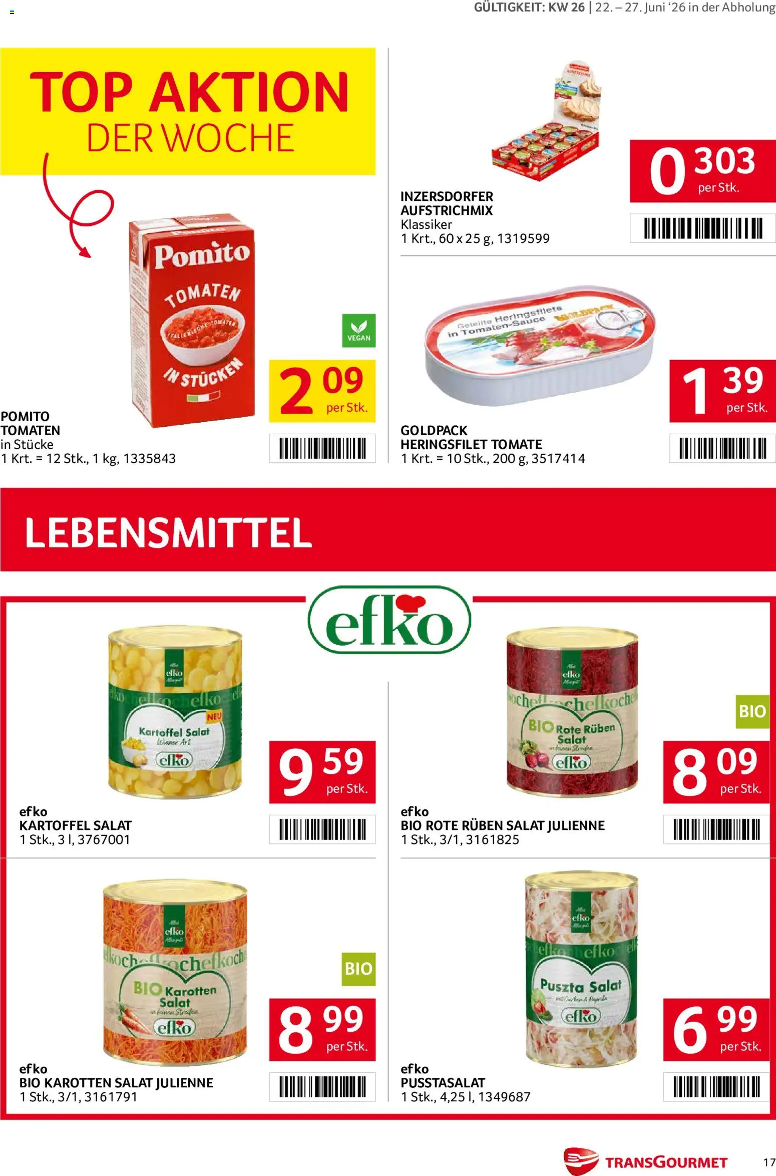Transgourmet Flugblatt gültig ab 22.06.2026 | Seite: 16 | Produkte: Salat, Libacomb, Tomaten