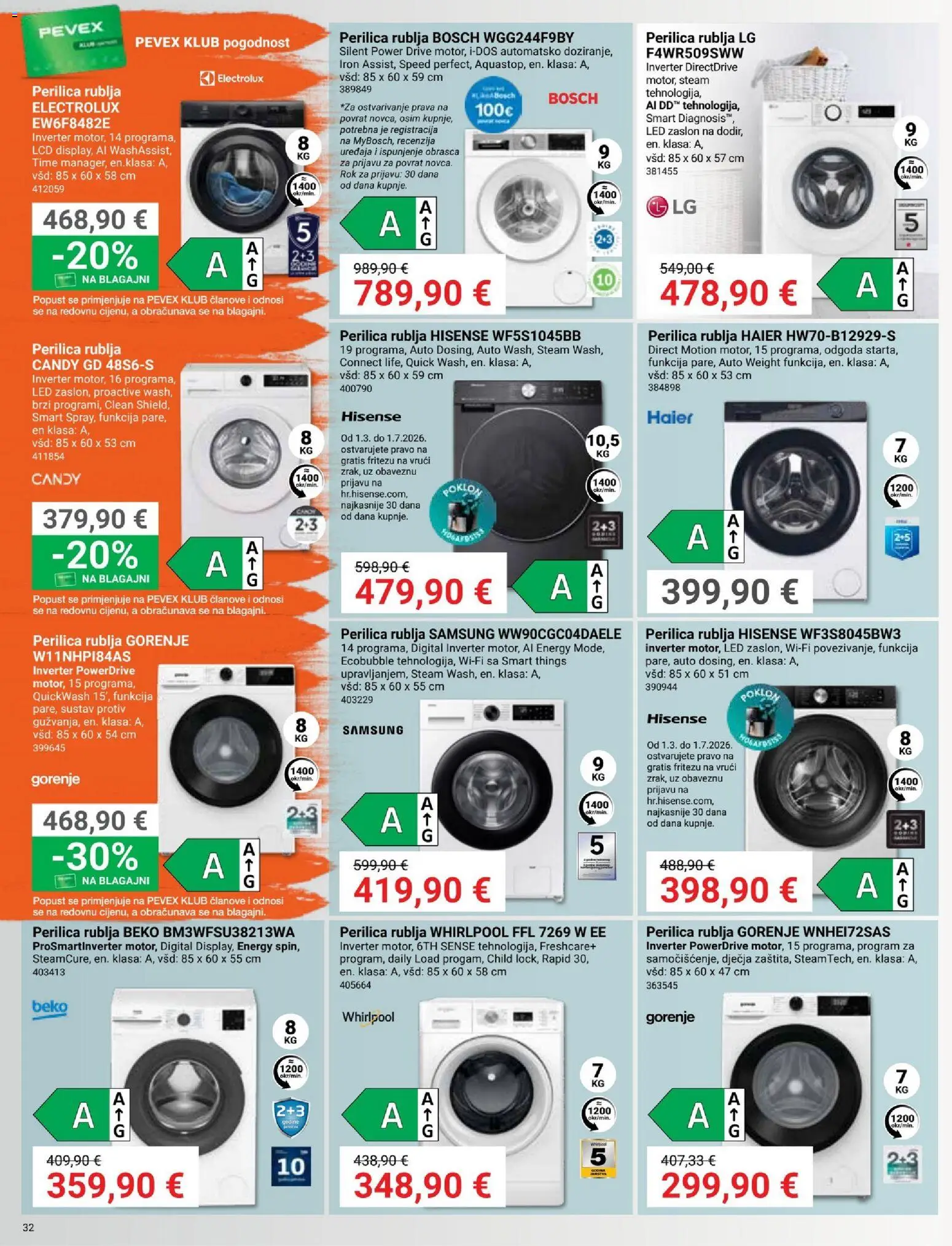 Pevex katalog | vrijedi od 28.05.2026 | Stranica: 32 | Proizvodi: Perilica rublja