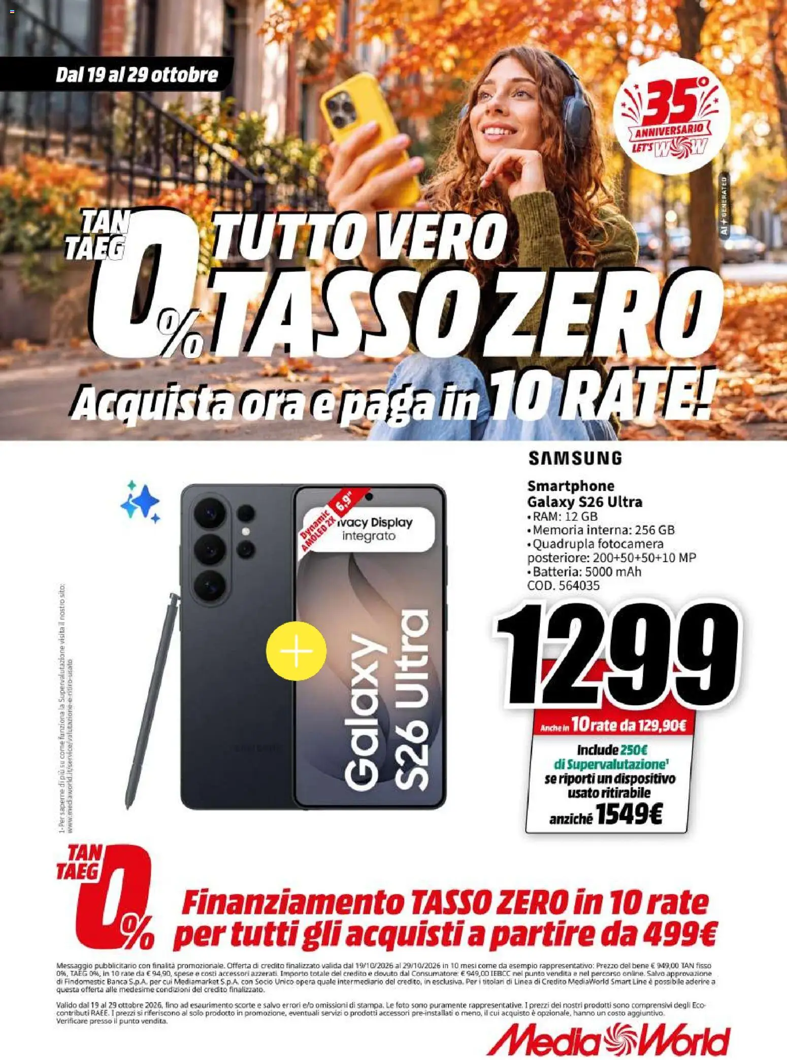 Volantino Media World del 19/10/2026 | Pagina: 11 | Prodotti: Smartphone, Fotocamera, Batteria, Samsung