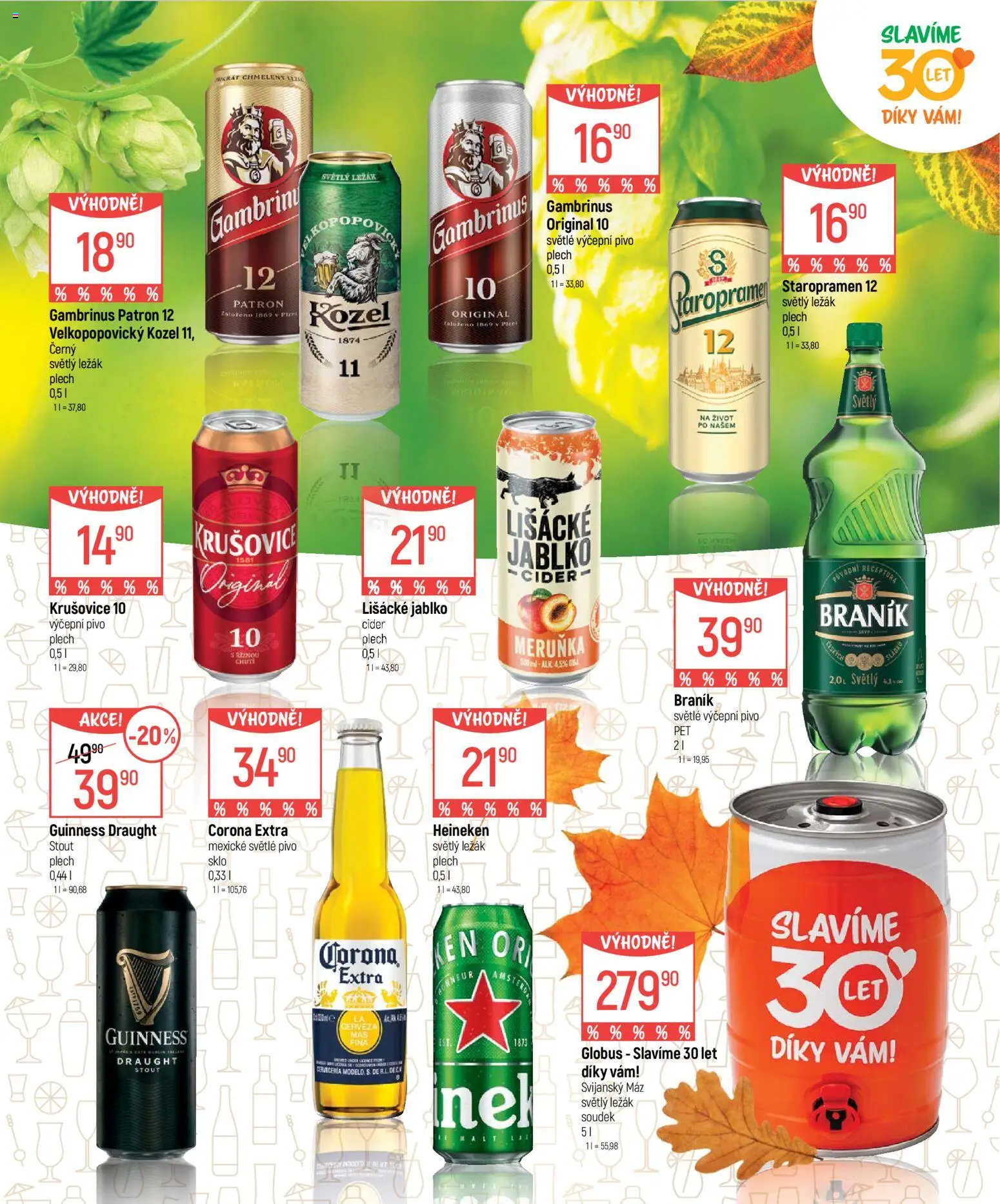 Globus leták - Nápoje od 23.09.2026 | Strana: 9 | Produkty: Staropramen, Svijanský Máz, Krušovice, Lišácké jablko