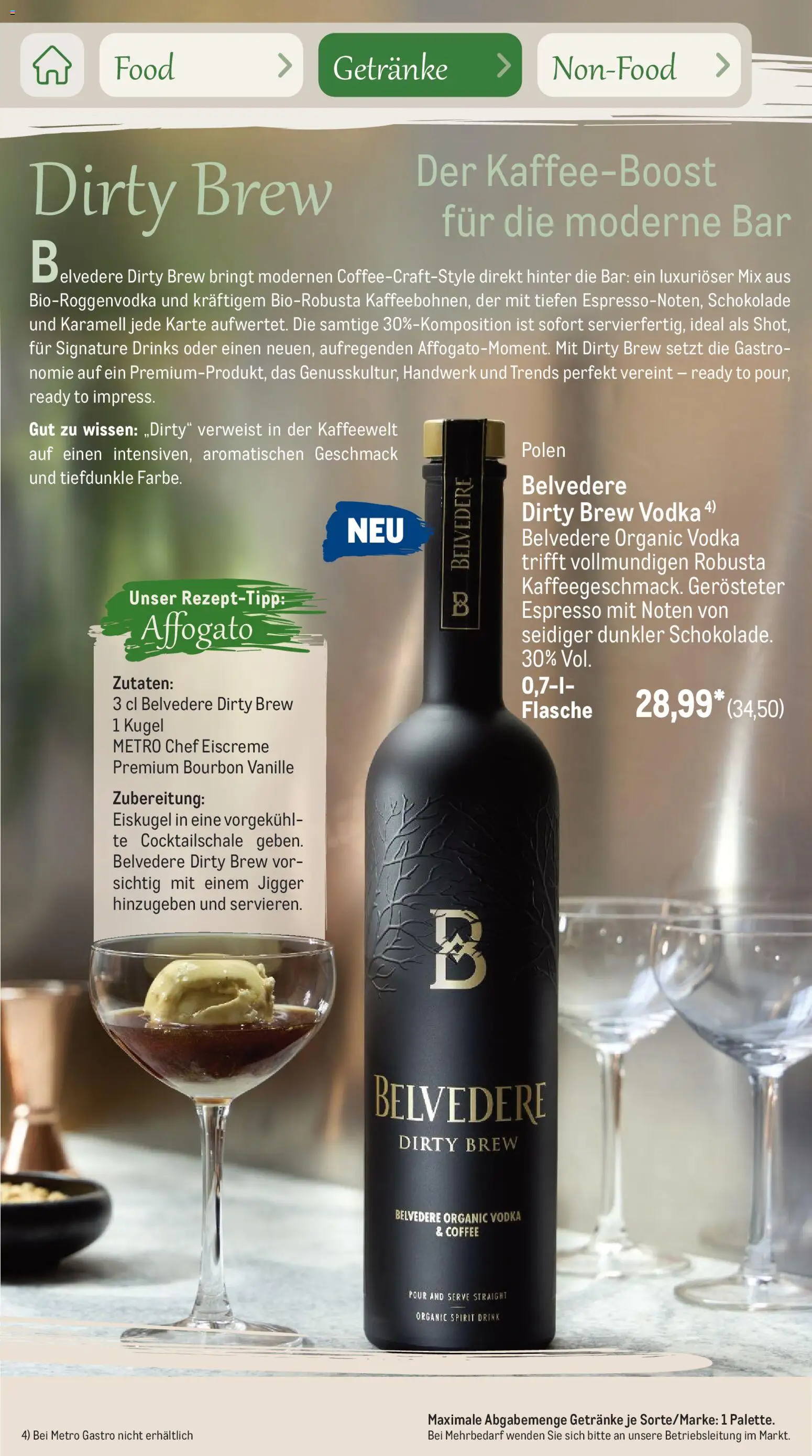 Metro Saisonkatalog Outdoor Dining – gültig ab 01.06.2026 | Seite: 73 | Produkte: Schokolade, Eiscreme, Vodka, Bourbon