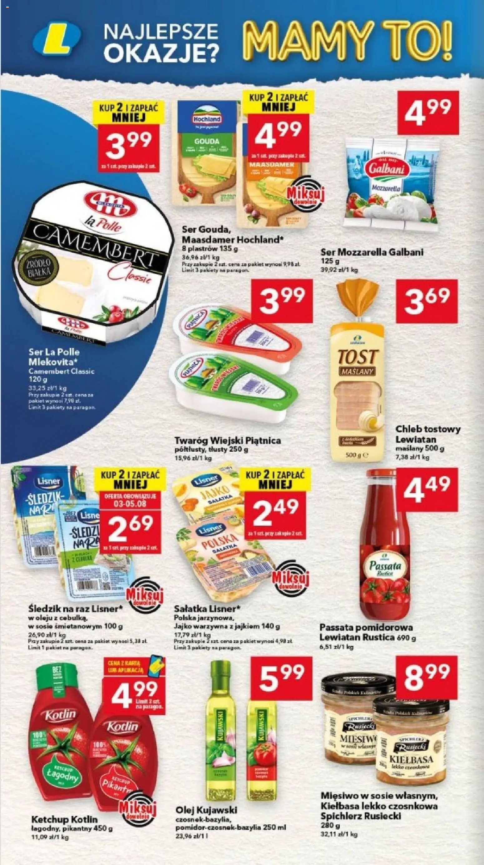 Lewiatan gazetka - Legnica od 30.07.2026 | Strona: 4 | Produkty: Chleb tostowy, Camembert, Ser, Twaróg