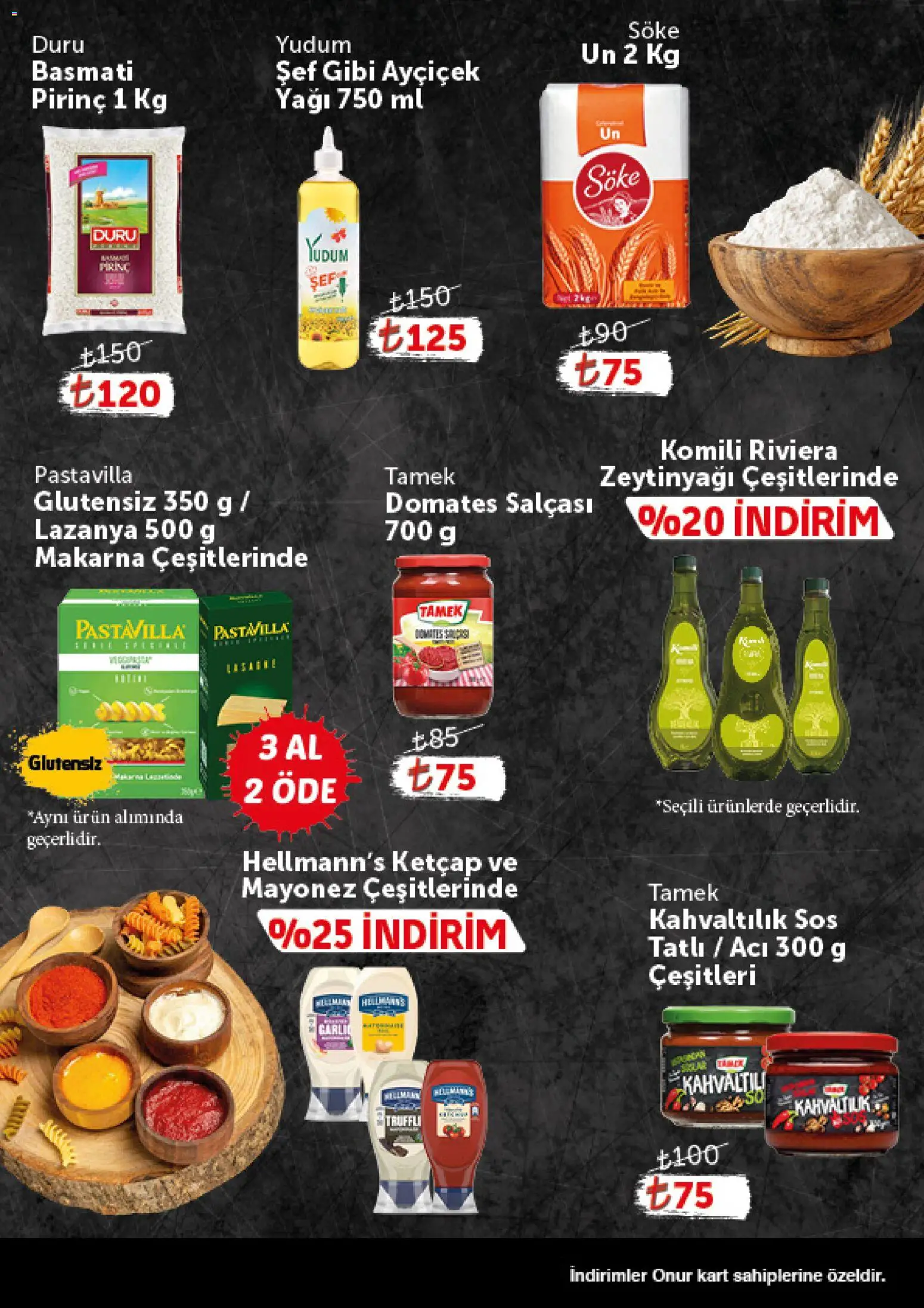 Onur Market - Katalog Gurme - 14 Temmuz 2026 tarihinden itibaren geçerlidir | Sayfa: 7 | Ürünler: Domates, Pirinç, Ketçap, Mayonez