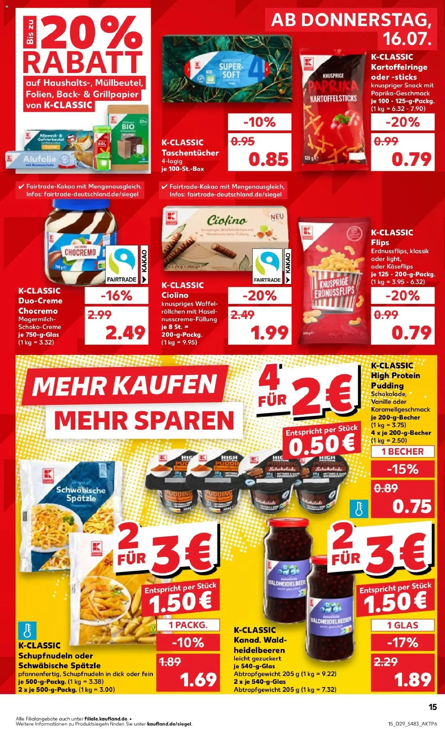 Kaufland Prospekt Mainz – gültig ab 13.07.2026 | Seite: 24 | Produkte: Taschentücher, Pudding, Heidelbeeren, Vanille