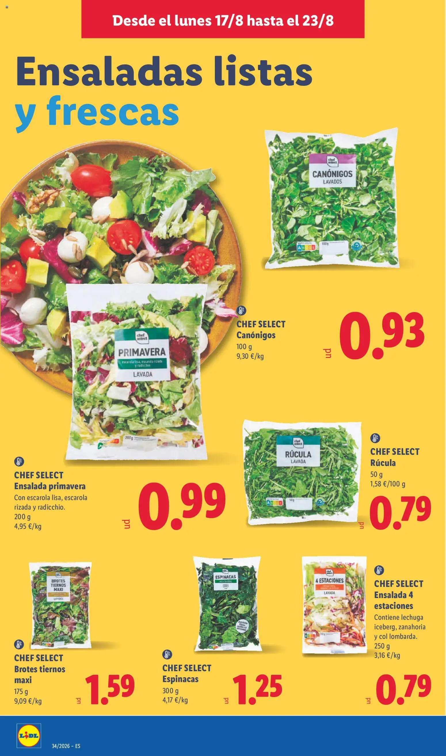 Lidl folleto │ válido desde el 17/08/2026 | Página: 10 | Productos: Col, Espinacas, Zanahoria, Ensalada
