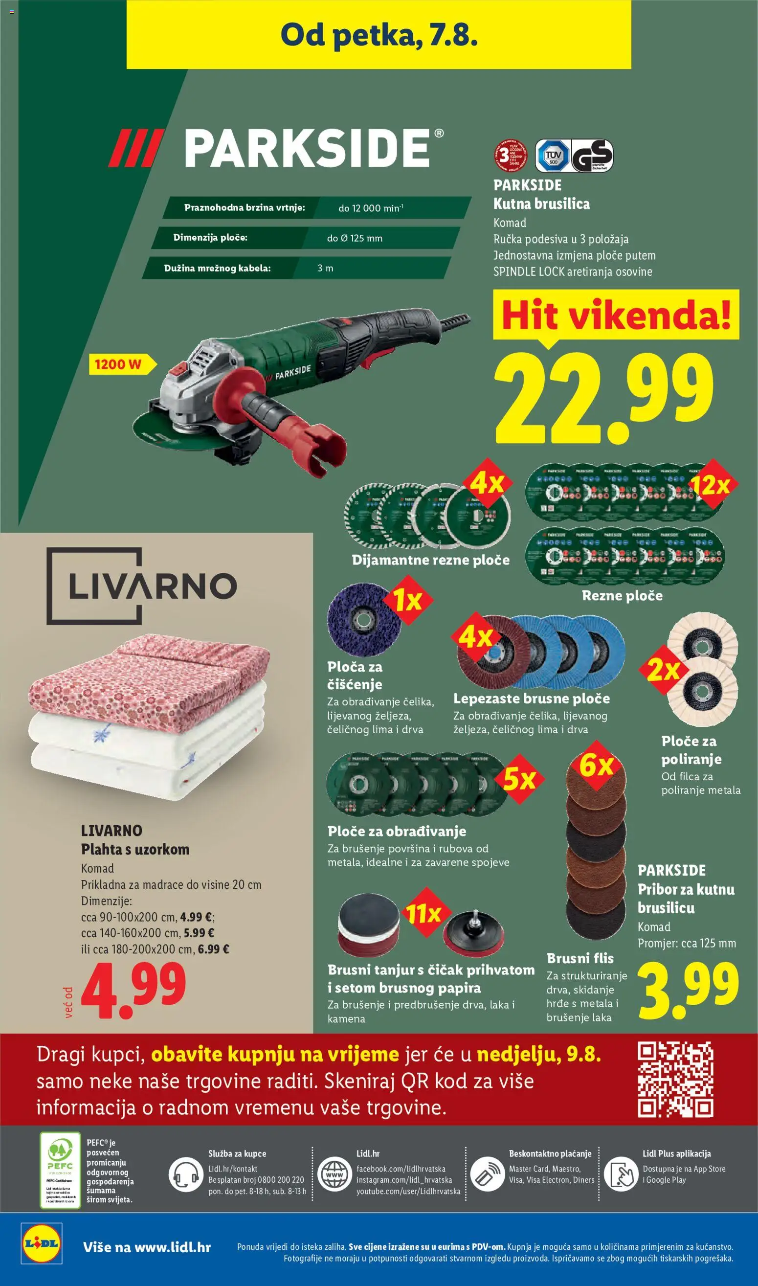 Lidl katalog | vrijedi od 03.08.2026 | Stranica: 72 | Proizvodi: Brusilica, Kutna brusilica, Plahta, Parkside