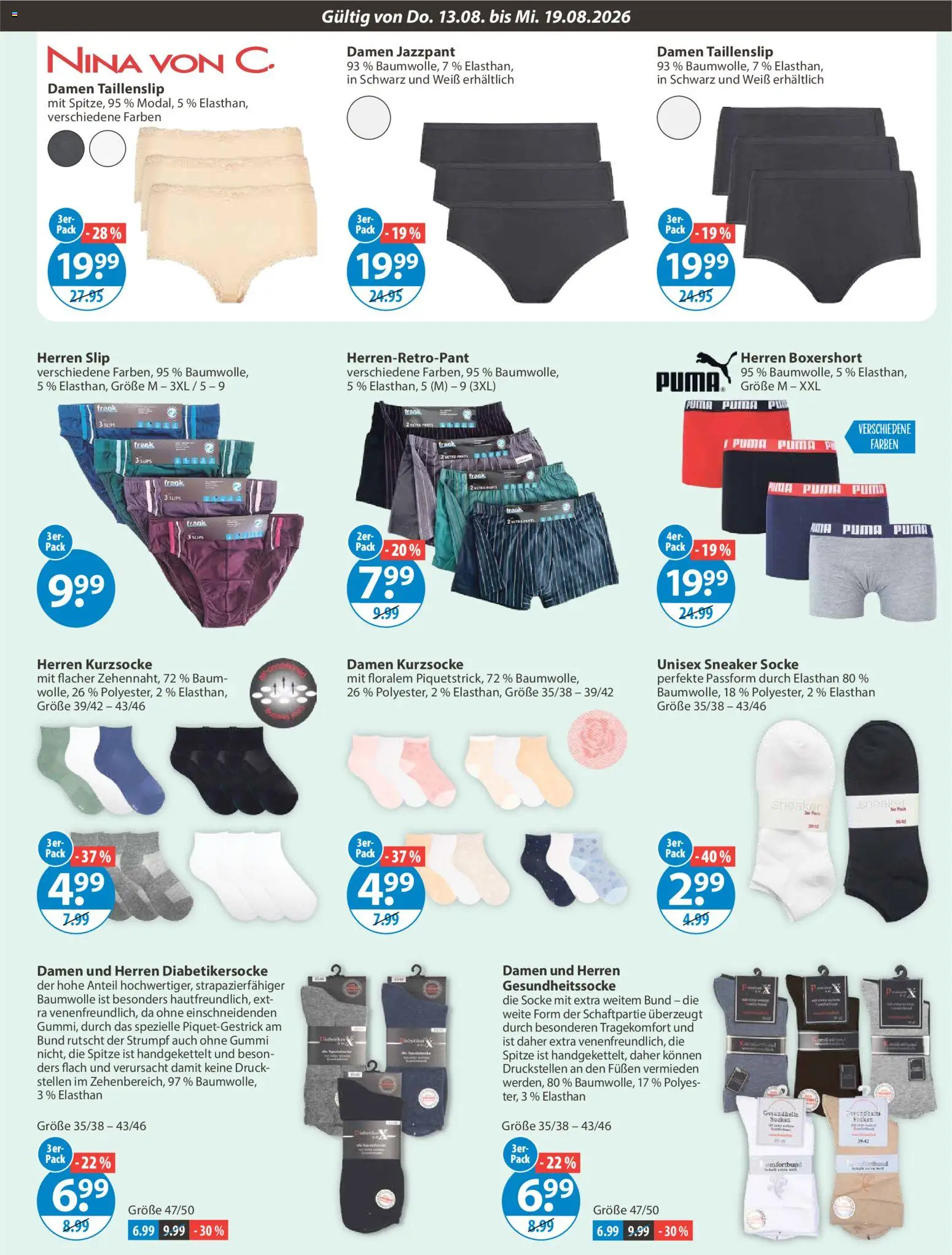 V-Markt Angebote – gültig ab 13.08.2026 | Seite: 15 | Produkte: Socken, Slip