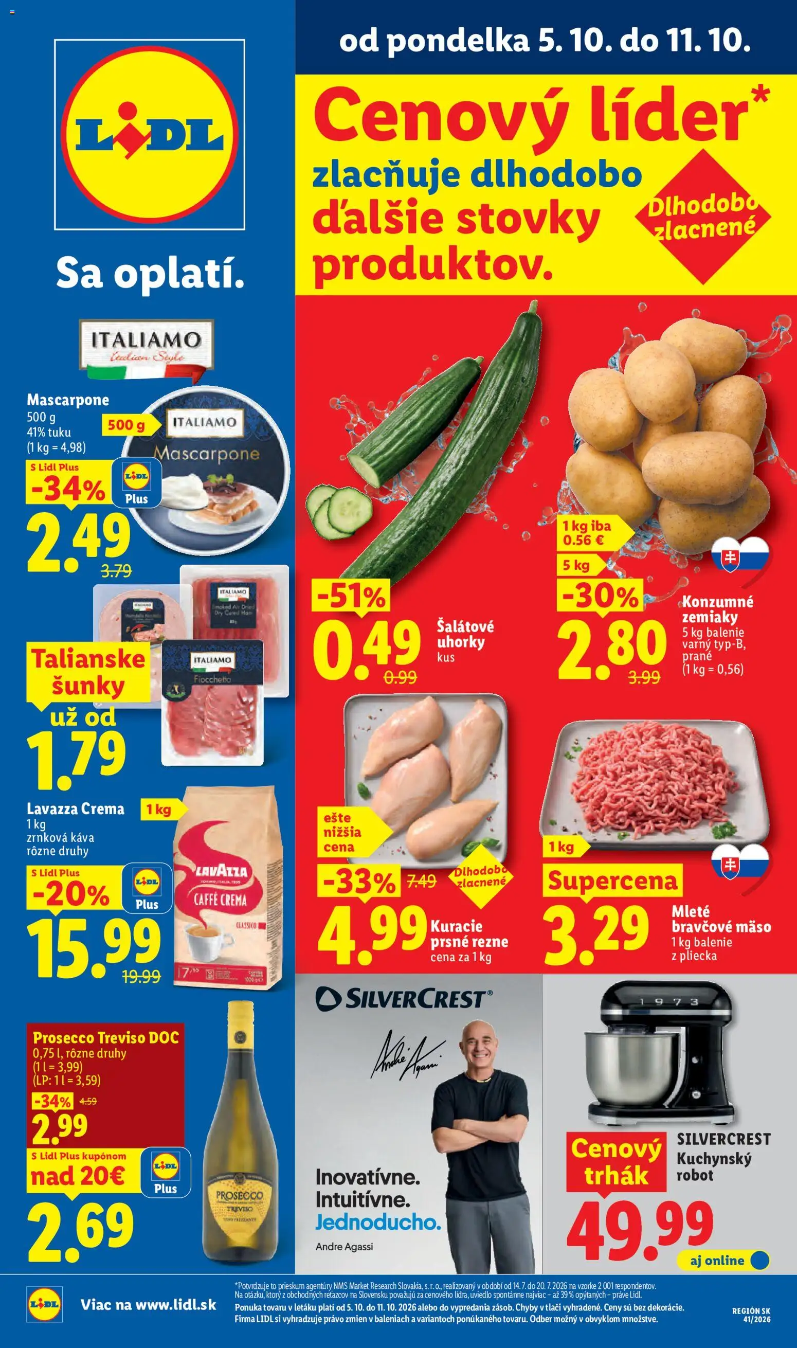 Nové Lidl akcie – leták je platný od 05.10.2026 | Strana: 1 | Produkty: Kuchynský robot, Zemiaky, Rezne