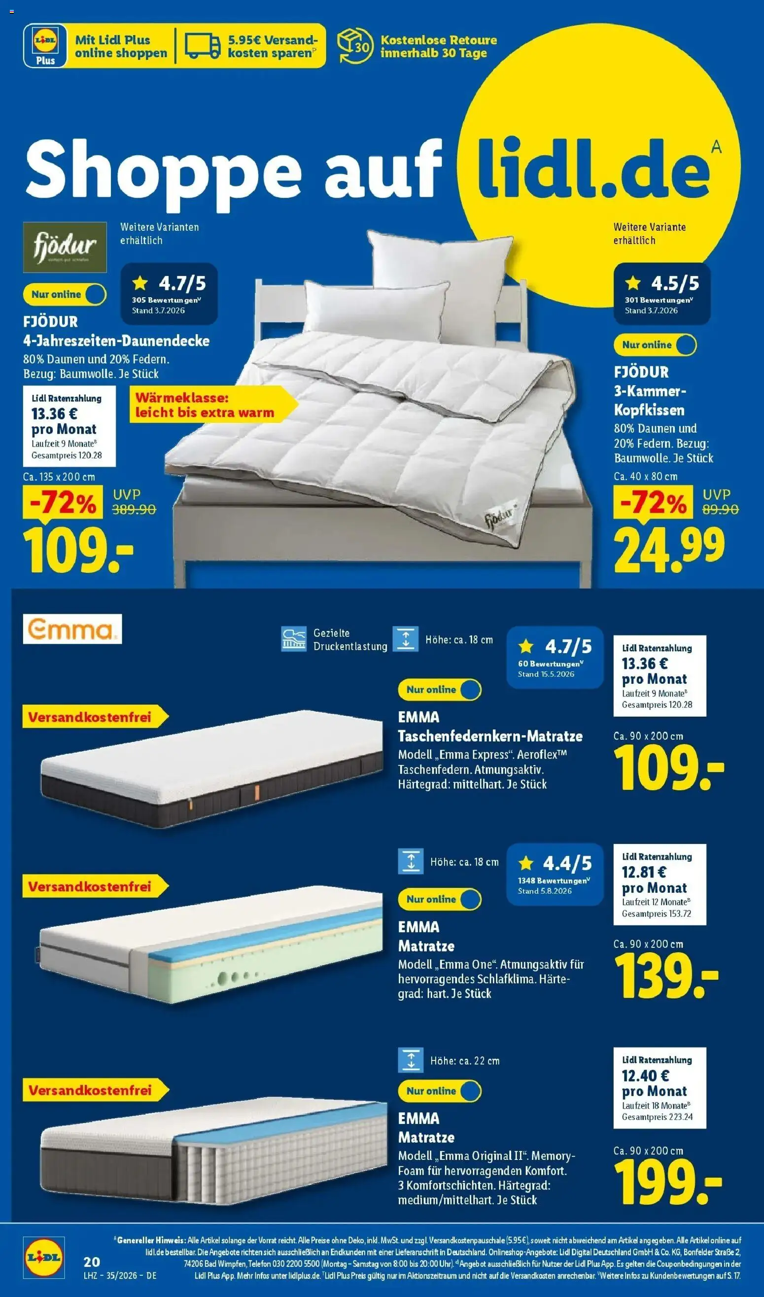 Lidl Prospekt Pocking (ab 24.08.2026) zum Blättern » Angebote | Seite: 40 | Produkte: Matratze, Bad, Kopfkissen, Telefon