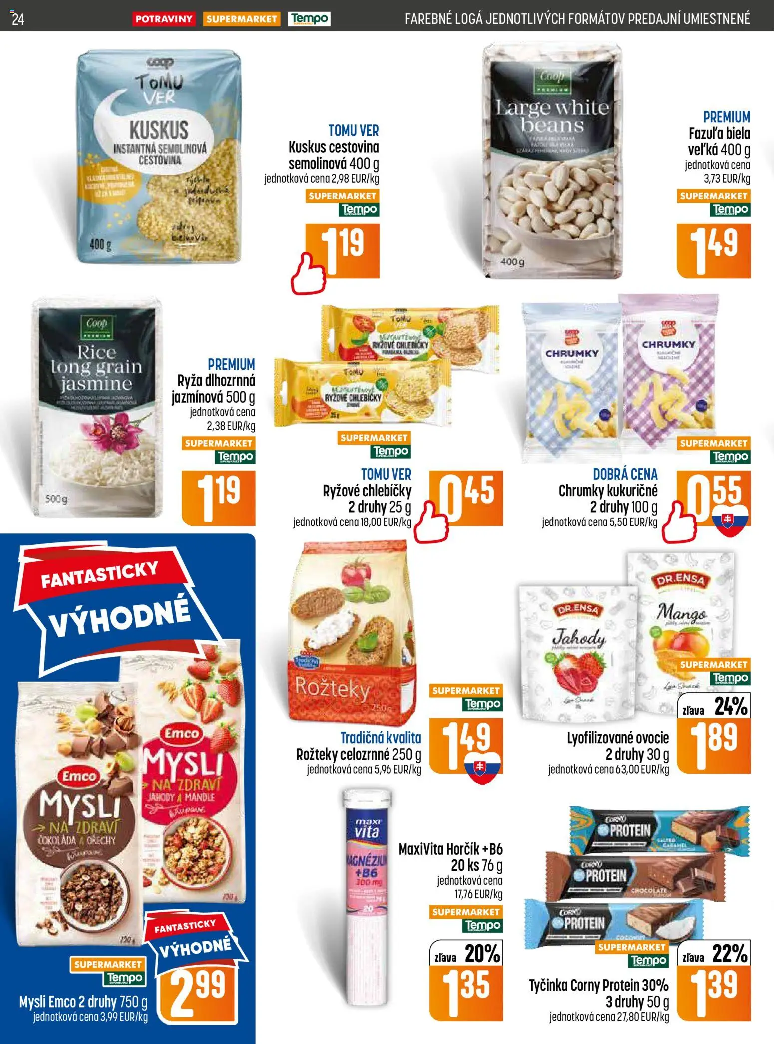 Nové COOP Jednota akcie – leták je platný od 11.06.2026 | Strana: 24 | Produkty: Ryža, Čokoláda, Jahody, Orechy