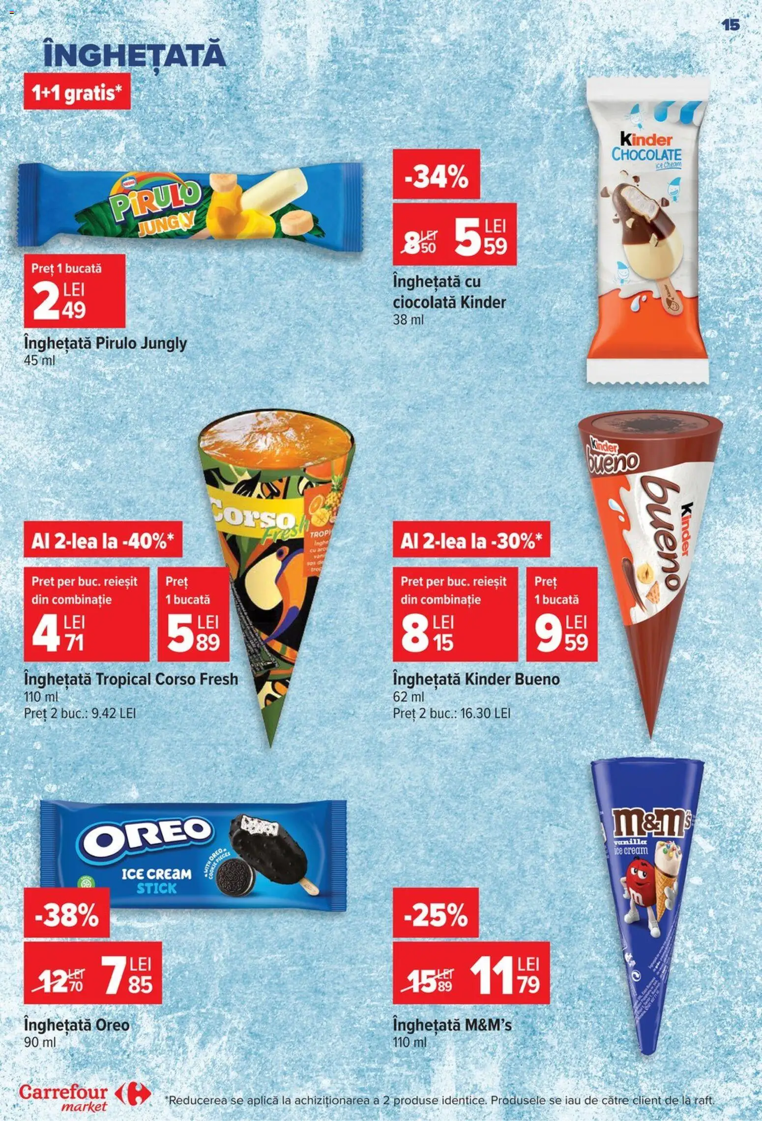 Noul catalog Carrefour – valabil de la 24.06.2026 | Pagină: 15 | Produse: Ciocolată, Înghețată