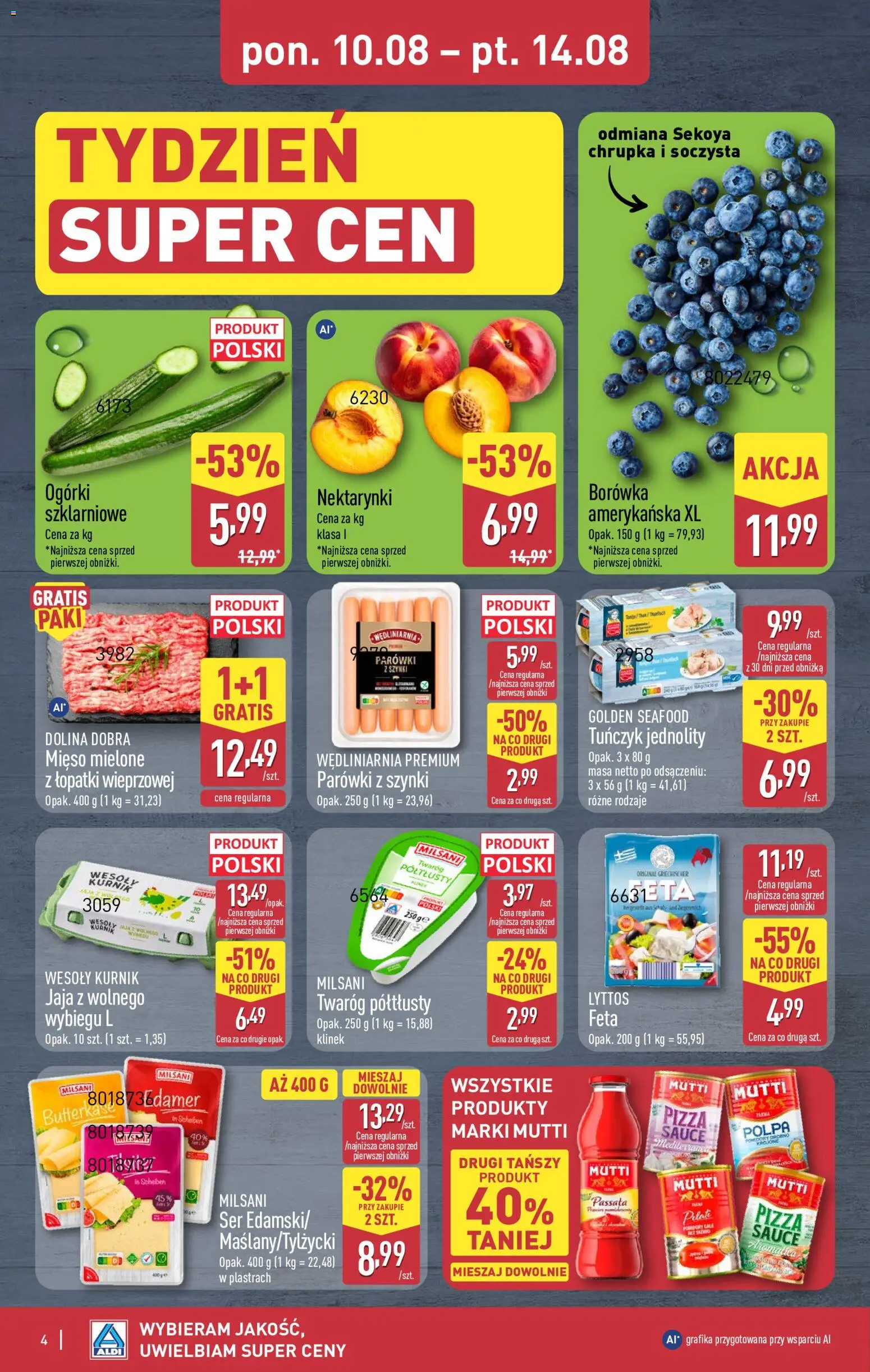 Aldi gazetka - Oferta weekendowa od 12.08.2026 | Strona: 4 | Produkty: Parówki z szynki, Pizza, Ogórki, Jaja