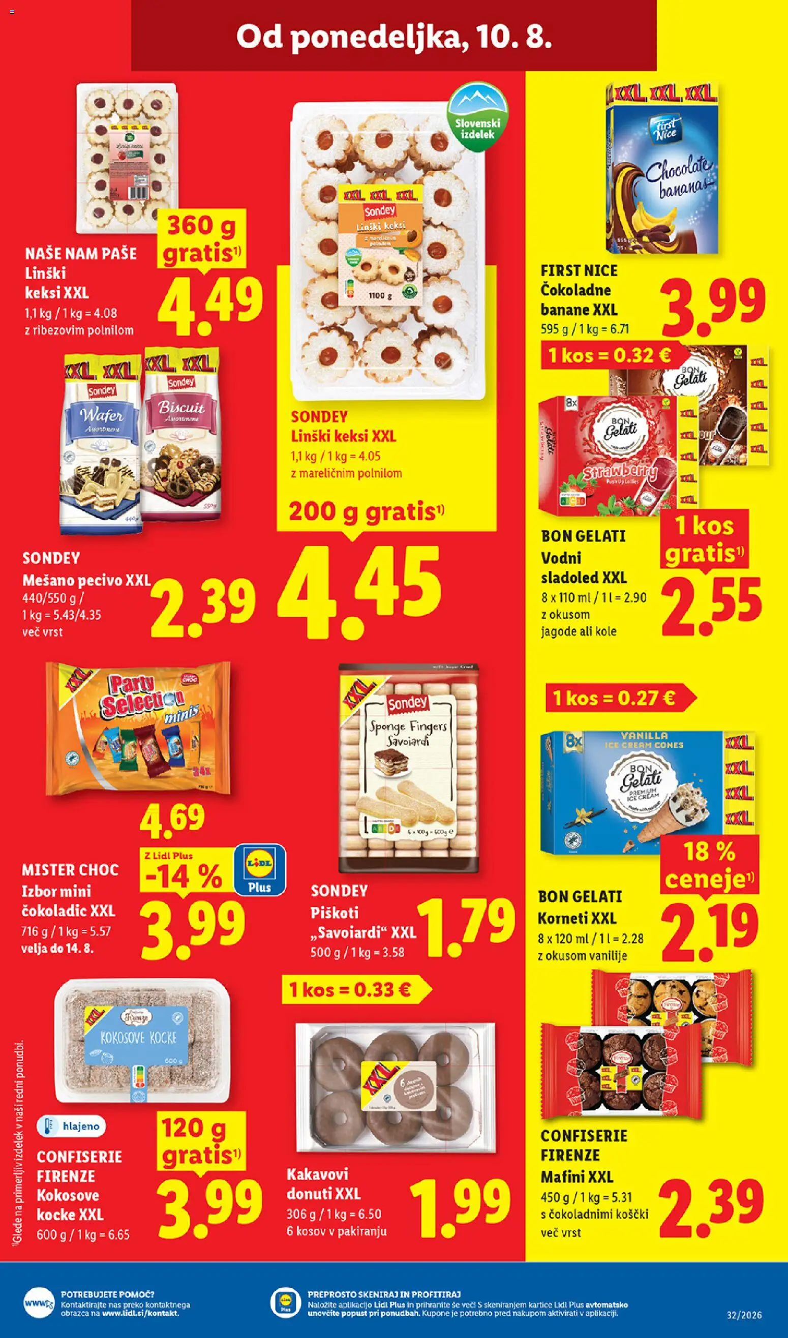 Novi Lidl katalog ponudbe – veljaven od 06.08.2026 | Stran: 55 | Izdelki: Banane, Jagode, Piskoti, Sladoled