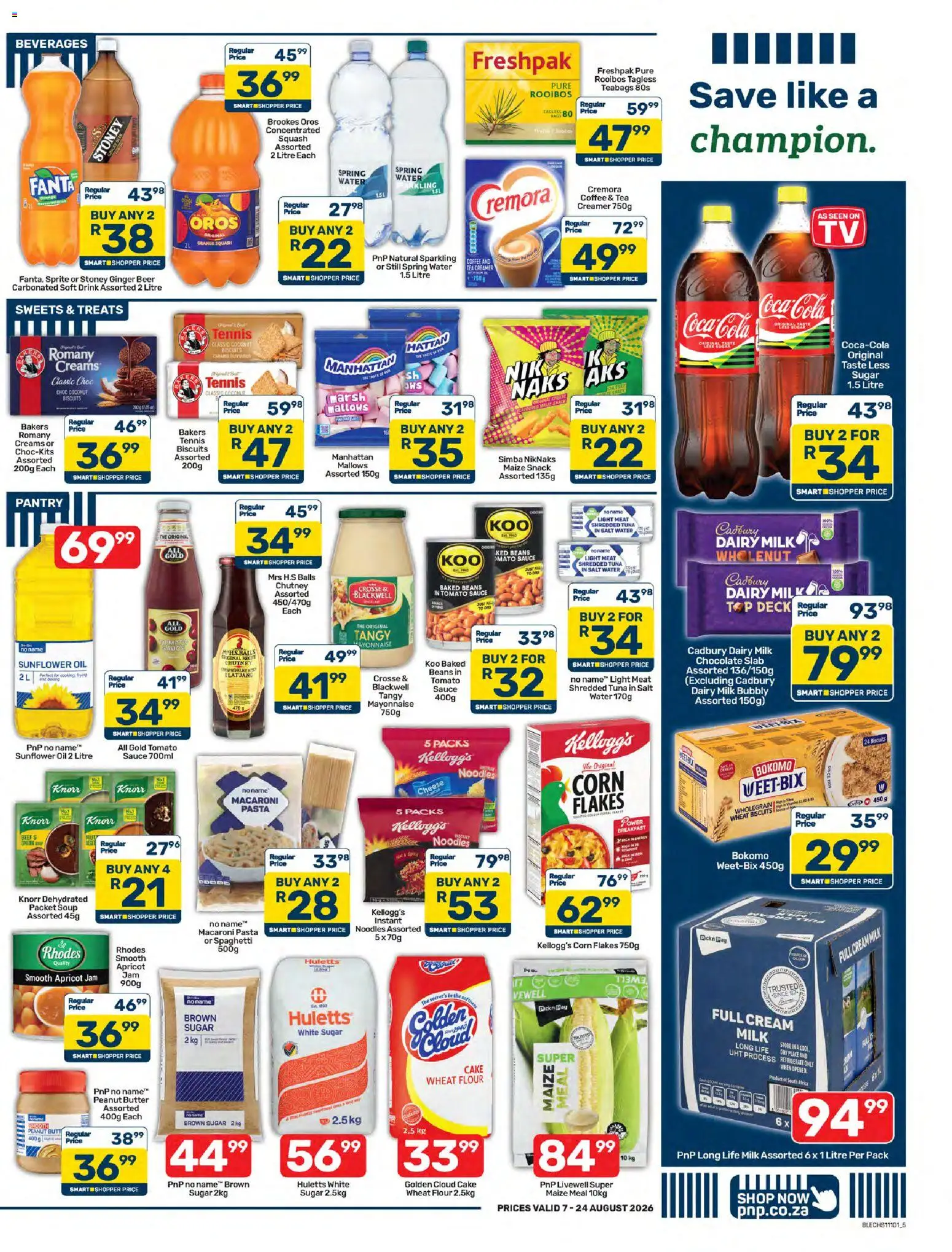 New Pick n Pay catalogue – valid from 07/08/2026 | Page: 5 | Products: Cheese, Oil, Noodles, Sauce