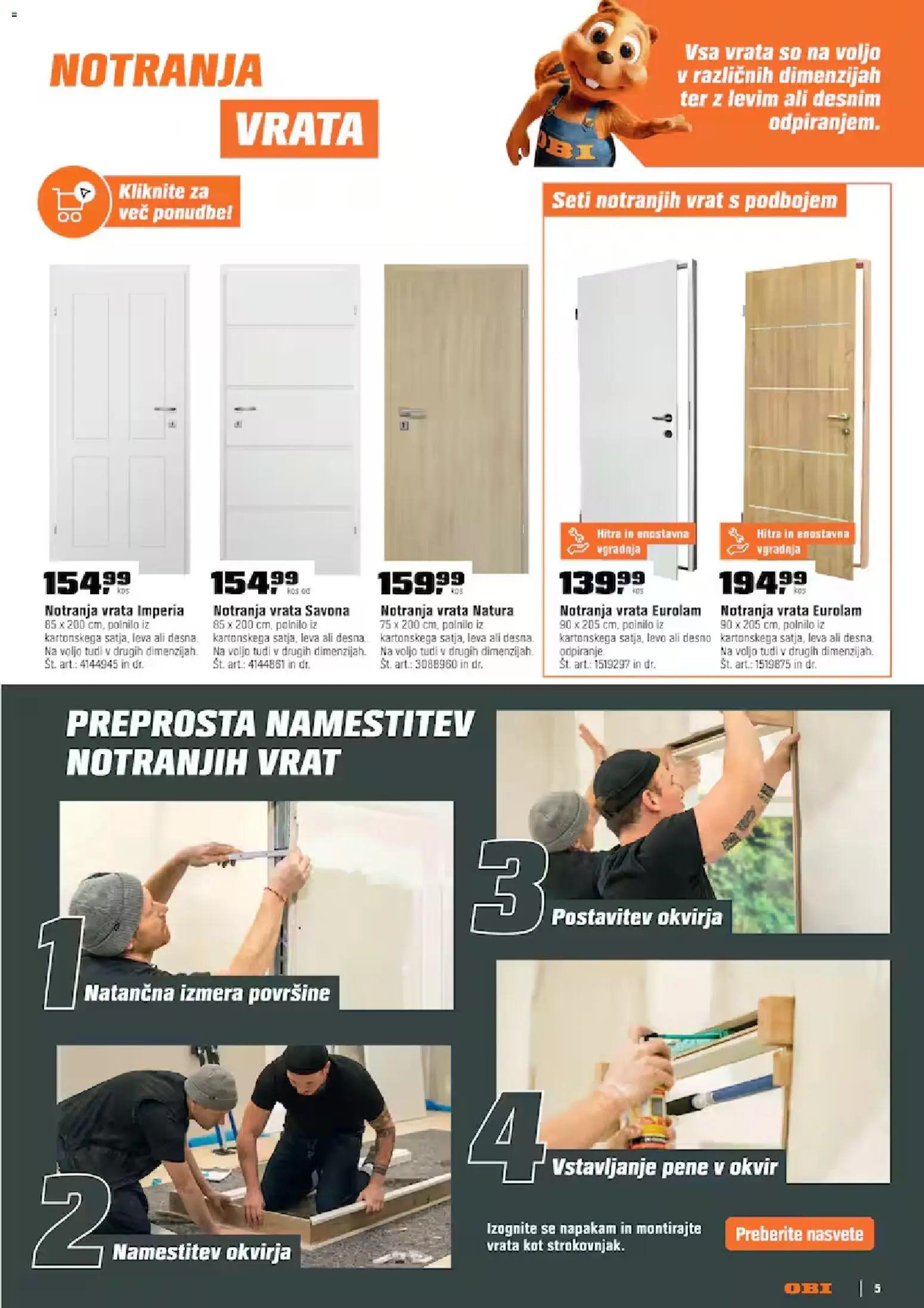 Novi OBI katalog ponudbe – veljaven od 01.09.2026 | Stran: 5 | Izdelki: Okvir, Kos, Vrata