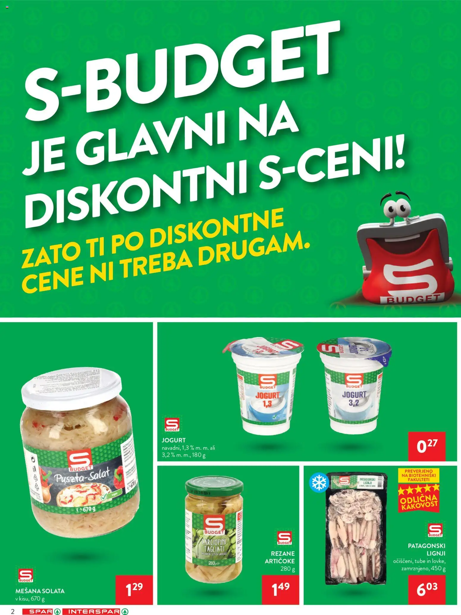 Novi Spar katalog ponudbe – veljaven od 10.06.2026 | Stran: 2 | Izdelki: Lignji, Jogurt, Solata