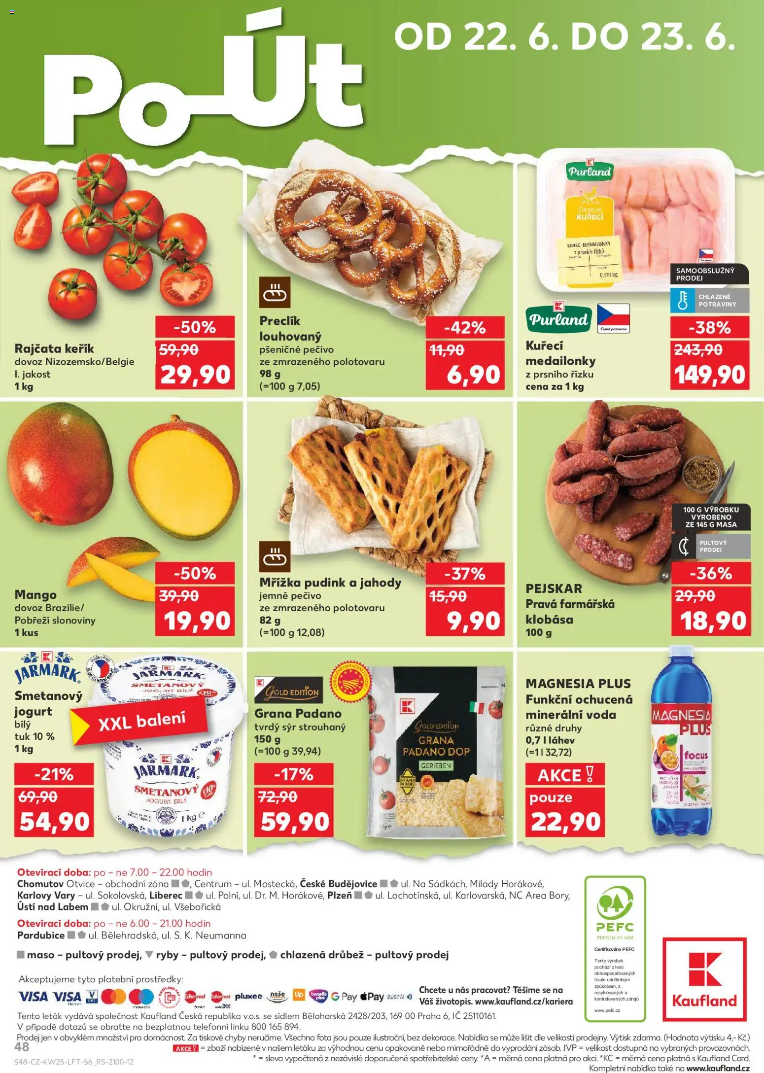 Kaufland leták - Plzeň od 17.06.2026 | Strana: 48 | Produkty: Jogurt, Rajčata, Pečivo, Láhev