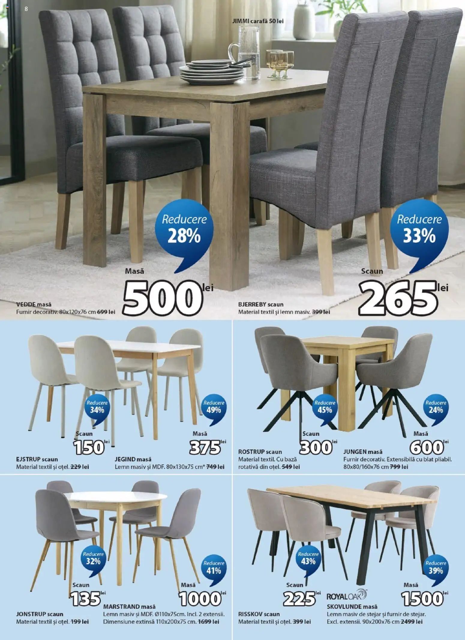 Noul catalog JYSK – valabil de la 25.08.2026 | Pagină: 8 | Produse: Masă, Scaun, Carafă
