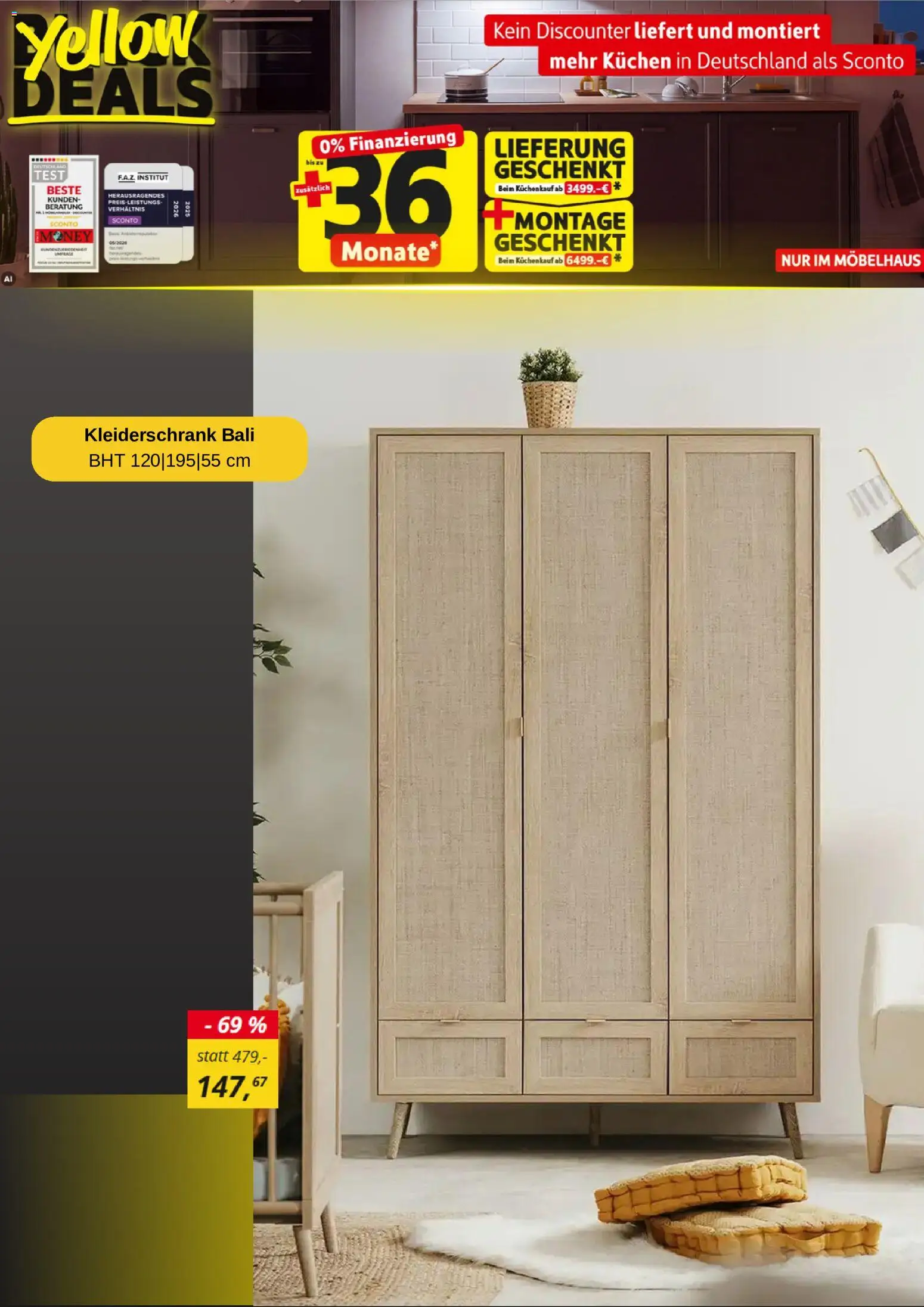 Sconto Yellow deals – gültig ab 26.10.2026 | Seite: 5 | Produkte: Kleiderschrank, Kuchen