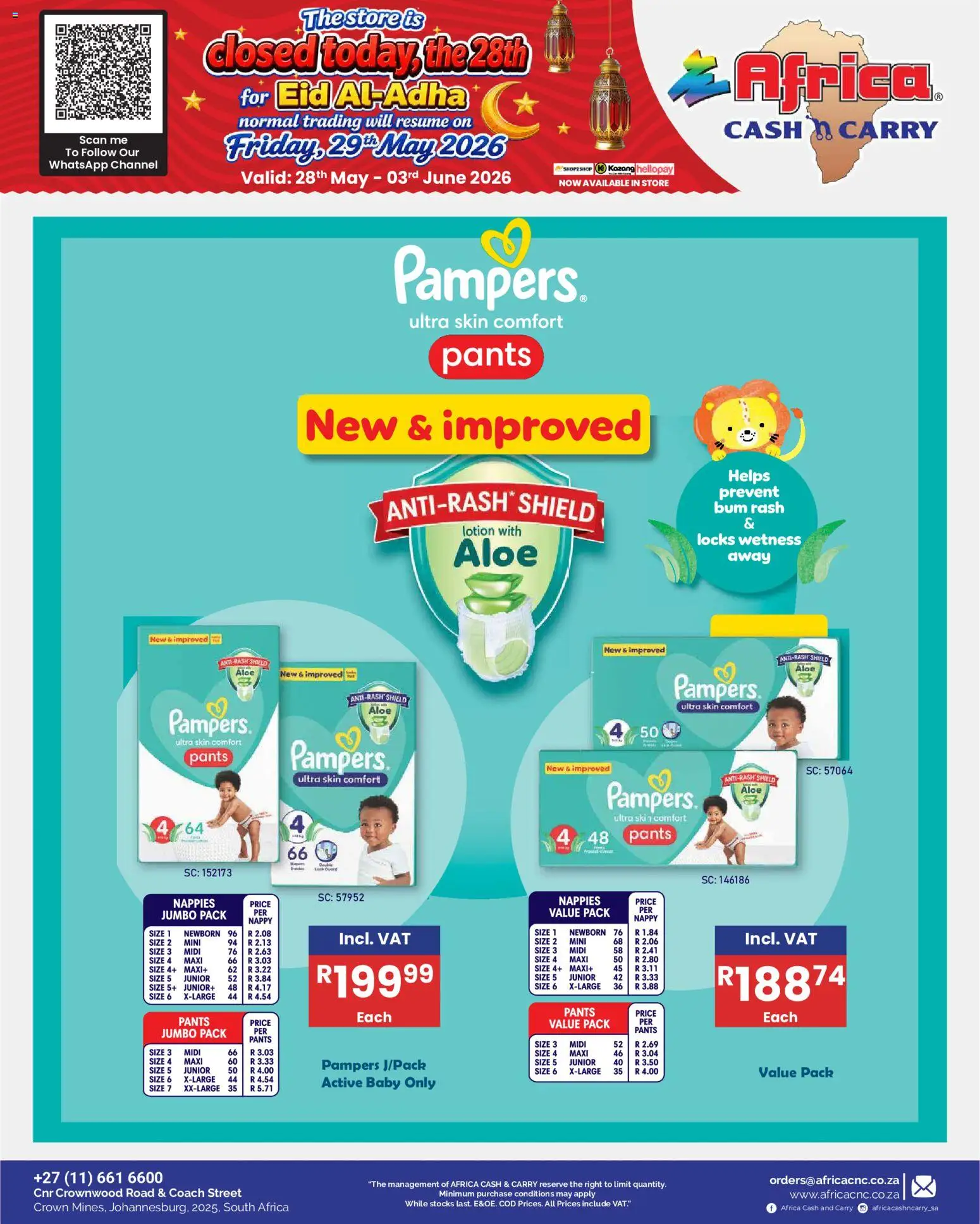 New Africa Cash & Carry catalogue – valid from 28.05.2026 | Page: 63 | Products: Pants, Nappies, Lotion