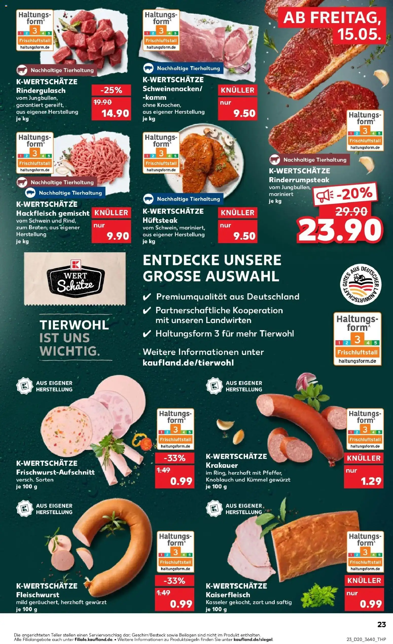 Kaufland Prospekt Dessau-Roßlau – gültig ab 15.05.2026 | Seite: 23 | Produkte: Rindergulasch, Knoblauch, Steak, Hackfleisch