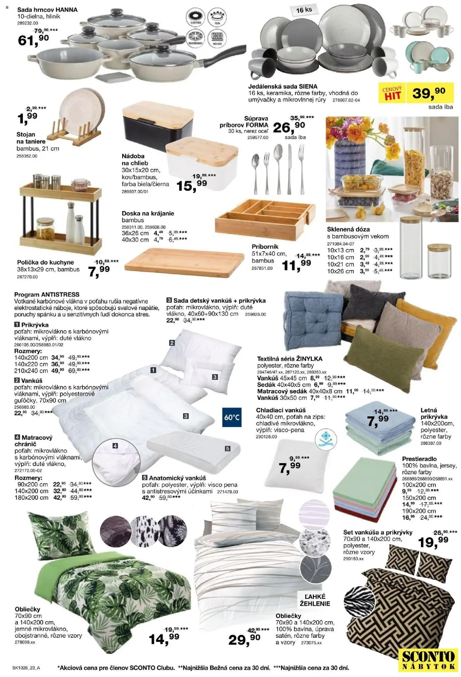 Nové Sconto nábytok akcie – leták je platný od 05.08.2026 | Strana: 23 | Produkty: Nábytok, Obliečky, Vankúš, Chlieb