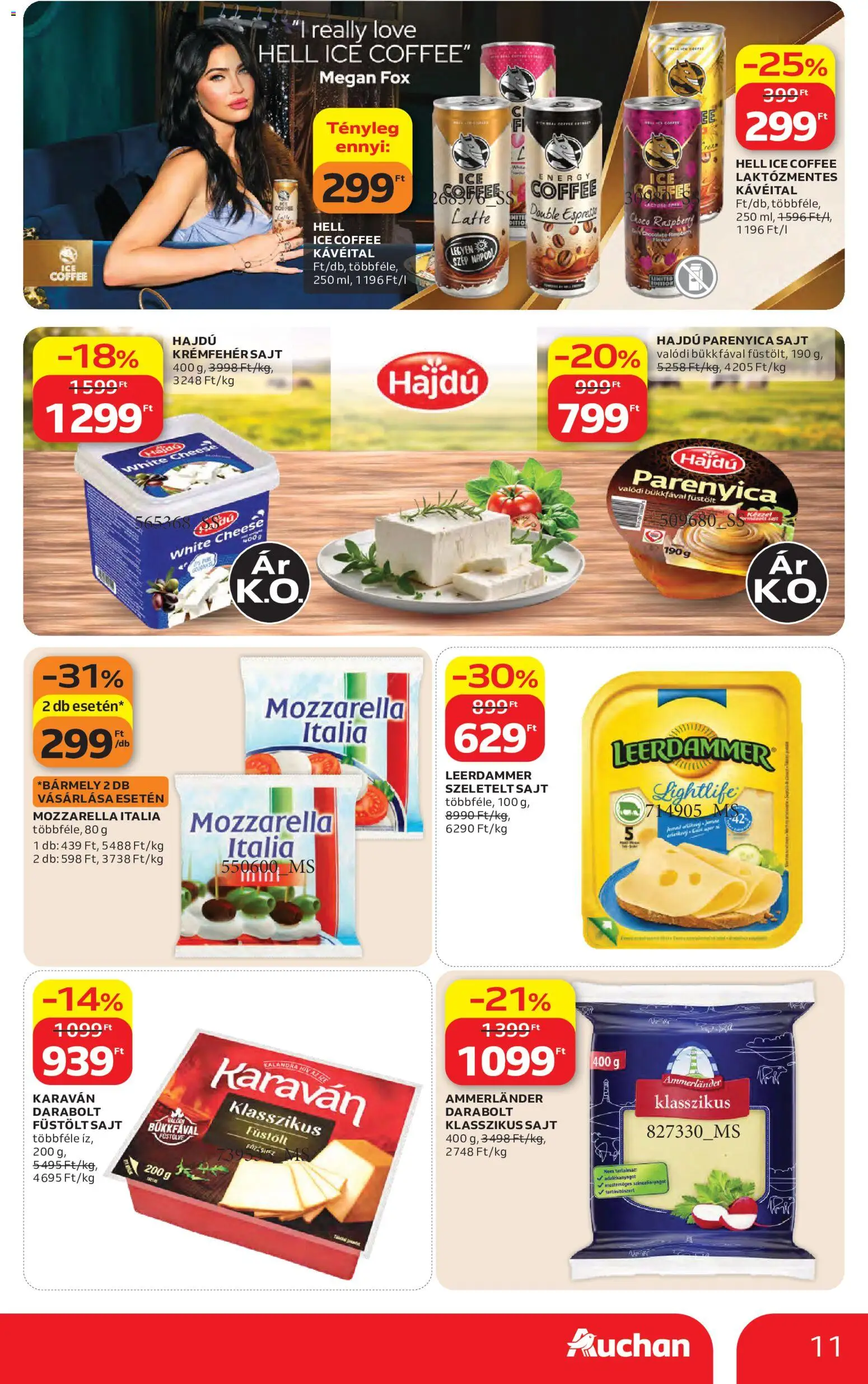 Auchan akciós ujság - amely érvényes a következő dátumtól: 2026.09.10. | Oldal: 11 | Termékek: Ammerländer, Parenyica, Füstölt sajt, Szeletelt sajt