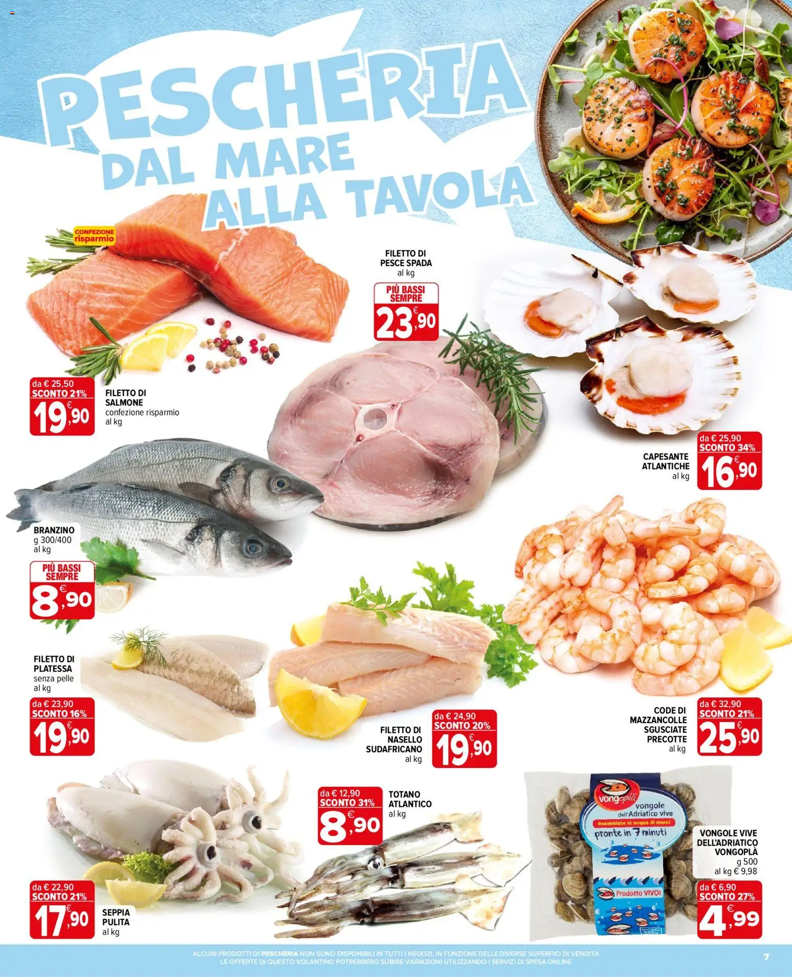 Volantino Iperal del 04.06.2026 | Pagina: 7 | Prodotti: Salmone, Acqua, Branzino, Totano
